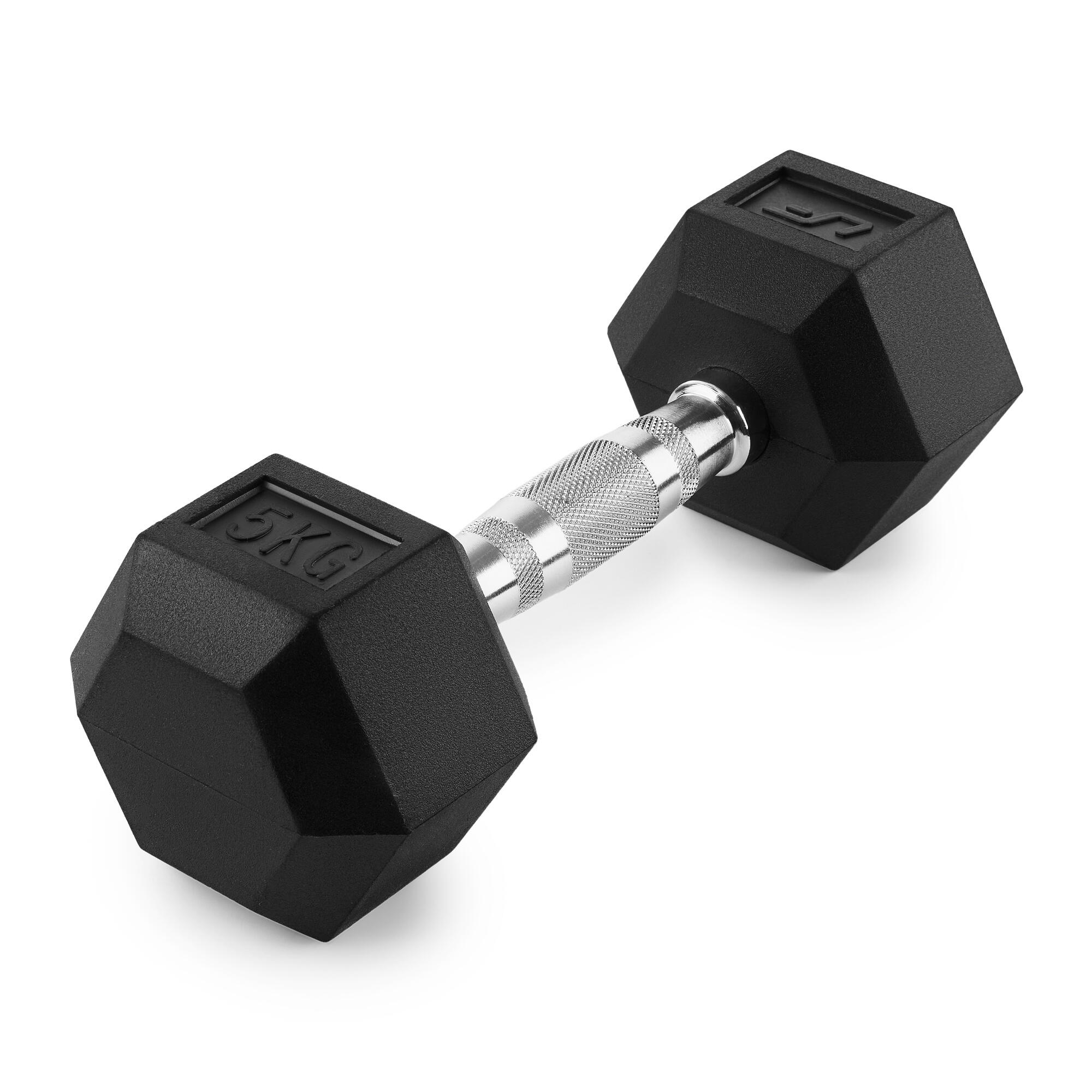 Hantla żeliwna gumowana HEX 5 kg