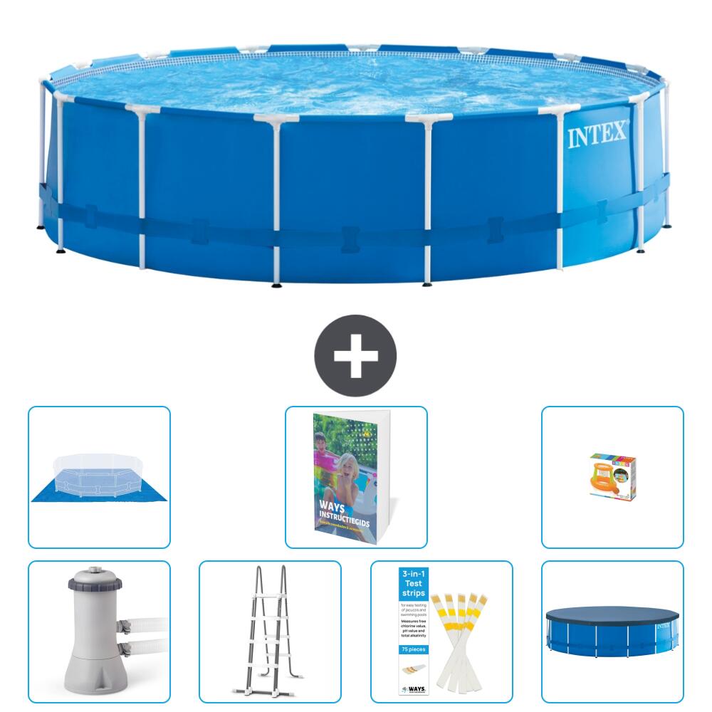 INTEX Basen ze stelażem Okrągły - 457x122 cm - 8-częściowy S568
