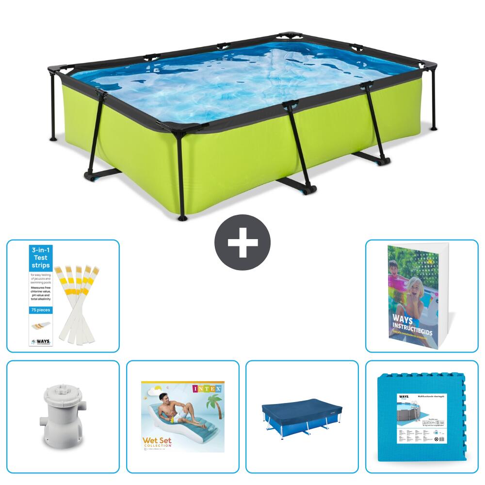 EXIT TOYS Basen Prostokątny - 300x200x65 cm - 7-częściowy S311