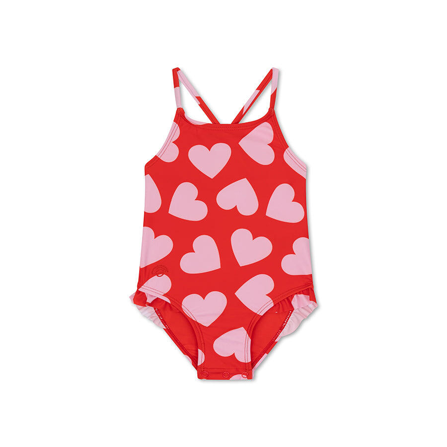Swim Essentials Swimsuit Girls - Red - Hearts