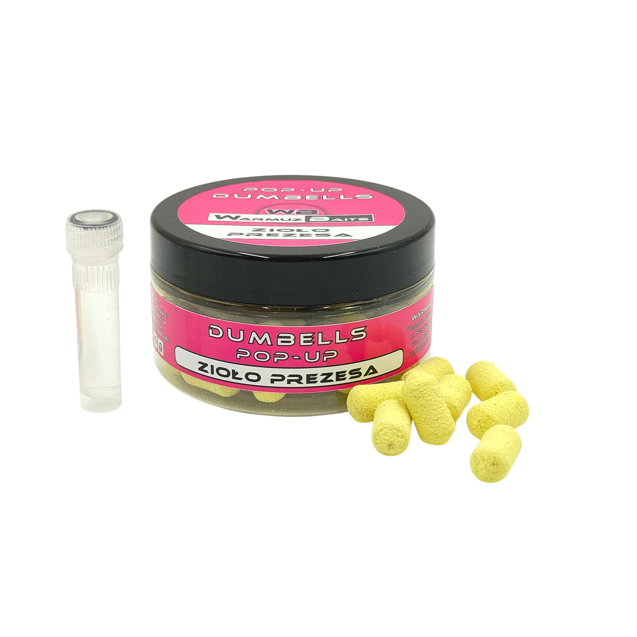 Kulki Pływające Pop Up 10mm Dumbells + dopalacz Warmuz Baits 100ml ZIOŁO PREZESA