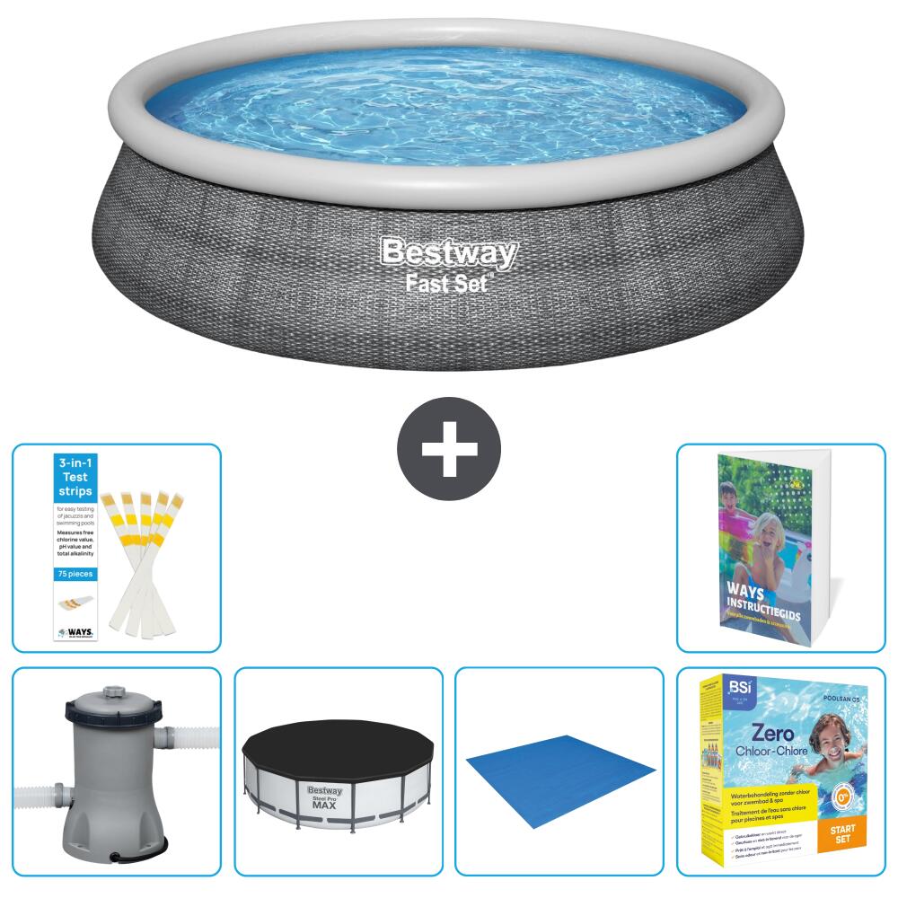 BESTWAY Basen Fast Set Okrągły - 457x84 cm - 7-częściowy S198
