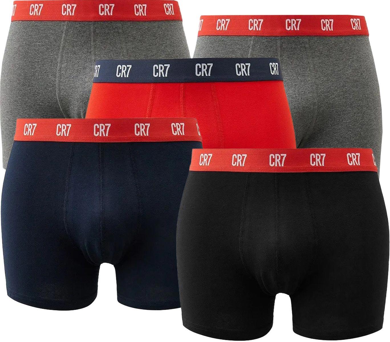 CR7 bokserki męskie 5-pack – Szary/Navy/Czerwony, roz. M