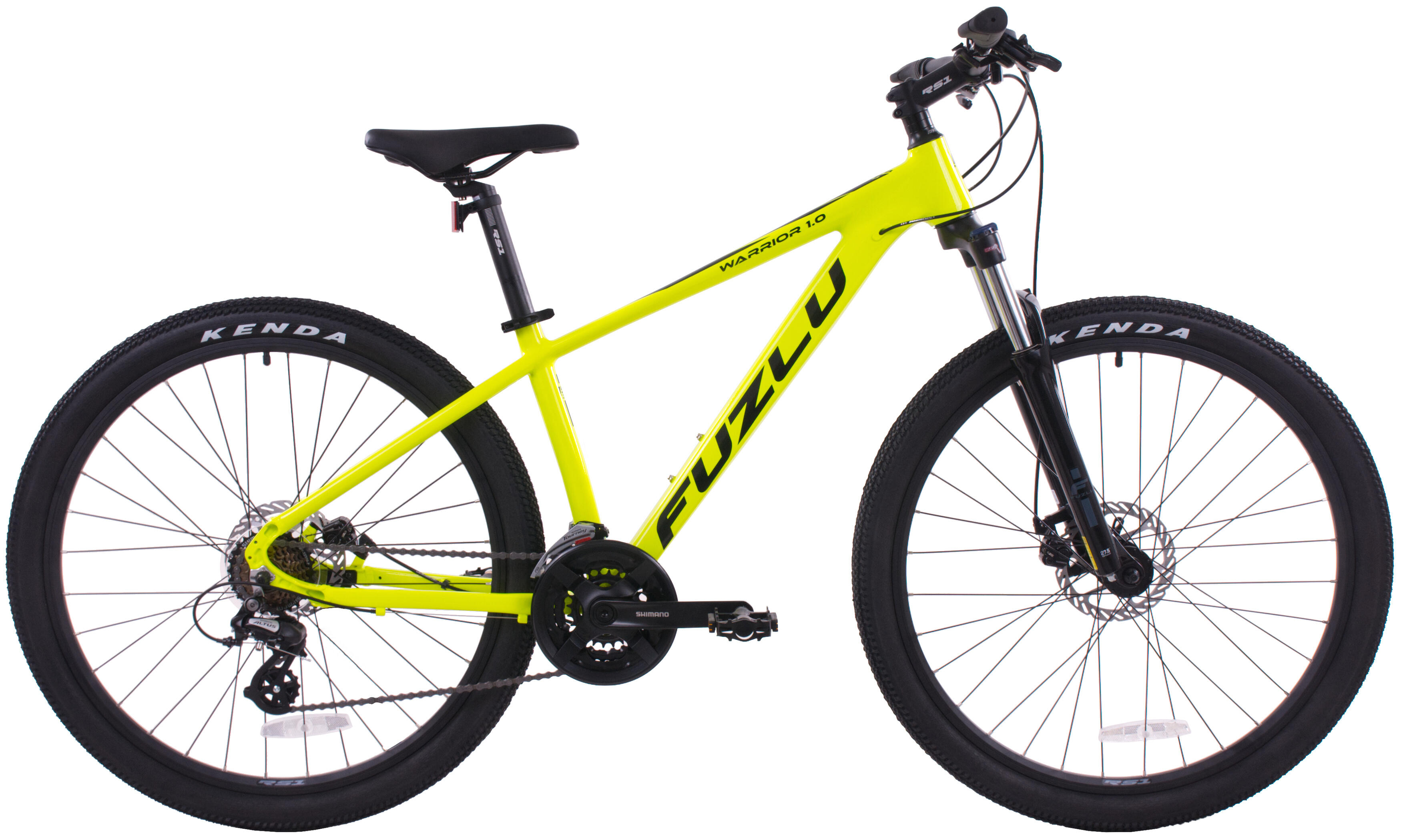 Rower górski 27,5” marka Fuzlu Warrior 1.0 17 limonkowo-czarny połysk
