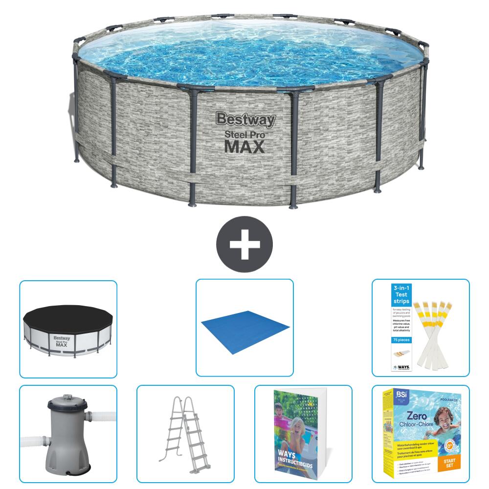 BESTWAY Basen Steel Pro MAX Okrągły - 427x122 cm - 8-częściowy S546