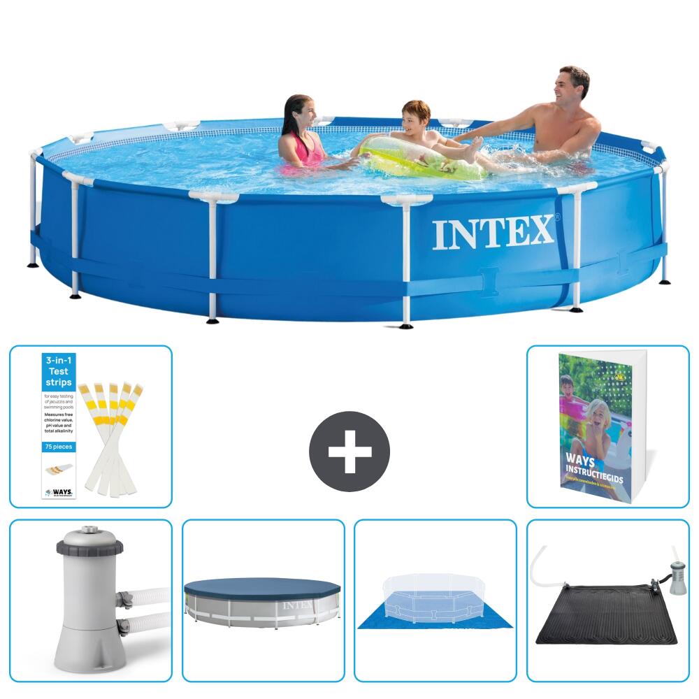 INTEX Basen ze stelażem Okrągły - 366x76 cm - 7-częściowy S214
