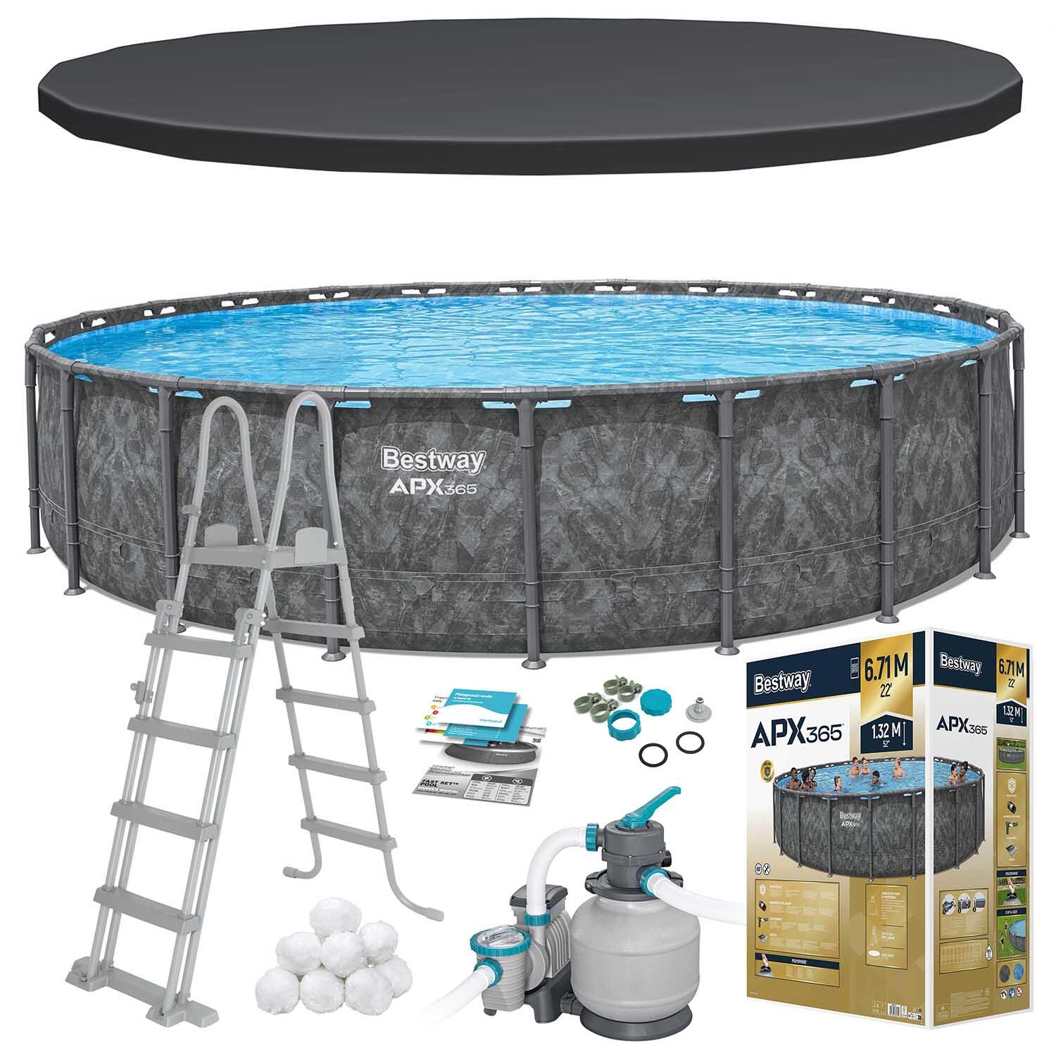 Basen stelażowy ogrodowy Bestway całoroczny 671x132 cm APX zestaw 11w1