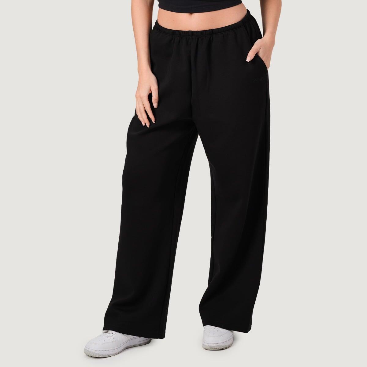 Spodnie damskie fitness oversize z kieszeniami czarne NEO