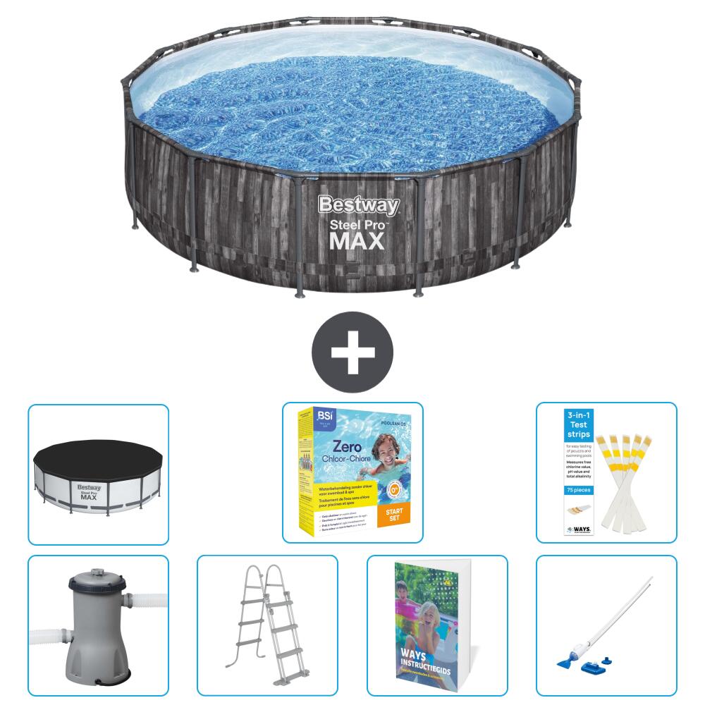 BESTWAY Basen Steel Pro MAX Okrągły - 427x107 cm - 8-częściowy S544