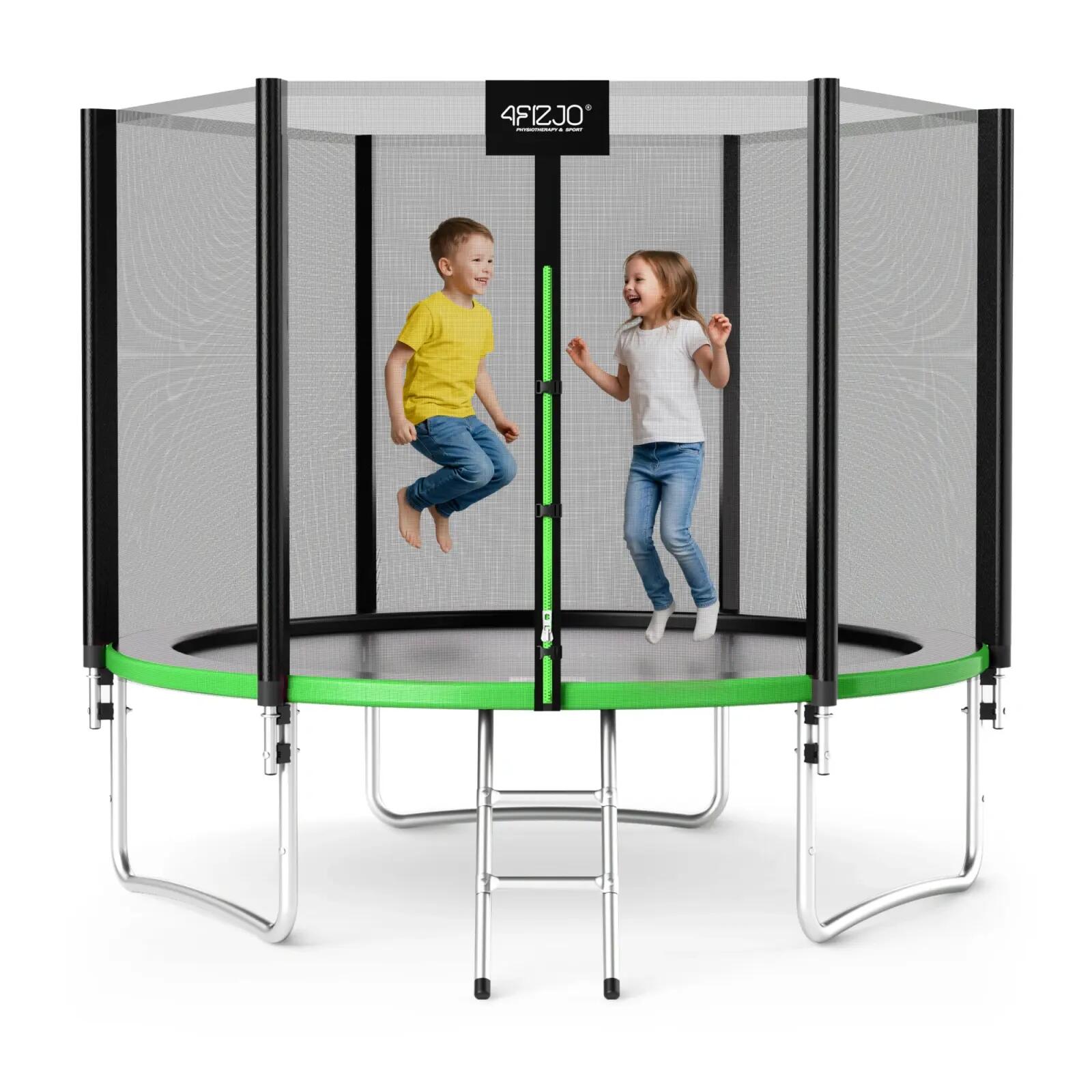 Trampolina ogrodowa dla dzieci do skakania 4FIZJO CLASSIC 312cm 10FT zielona