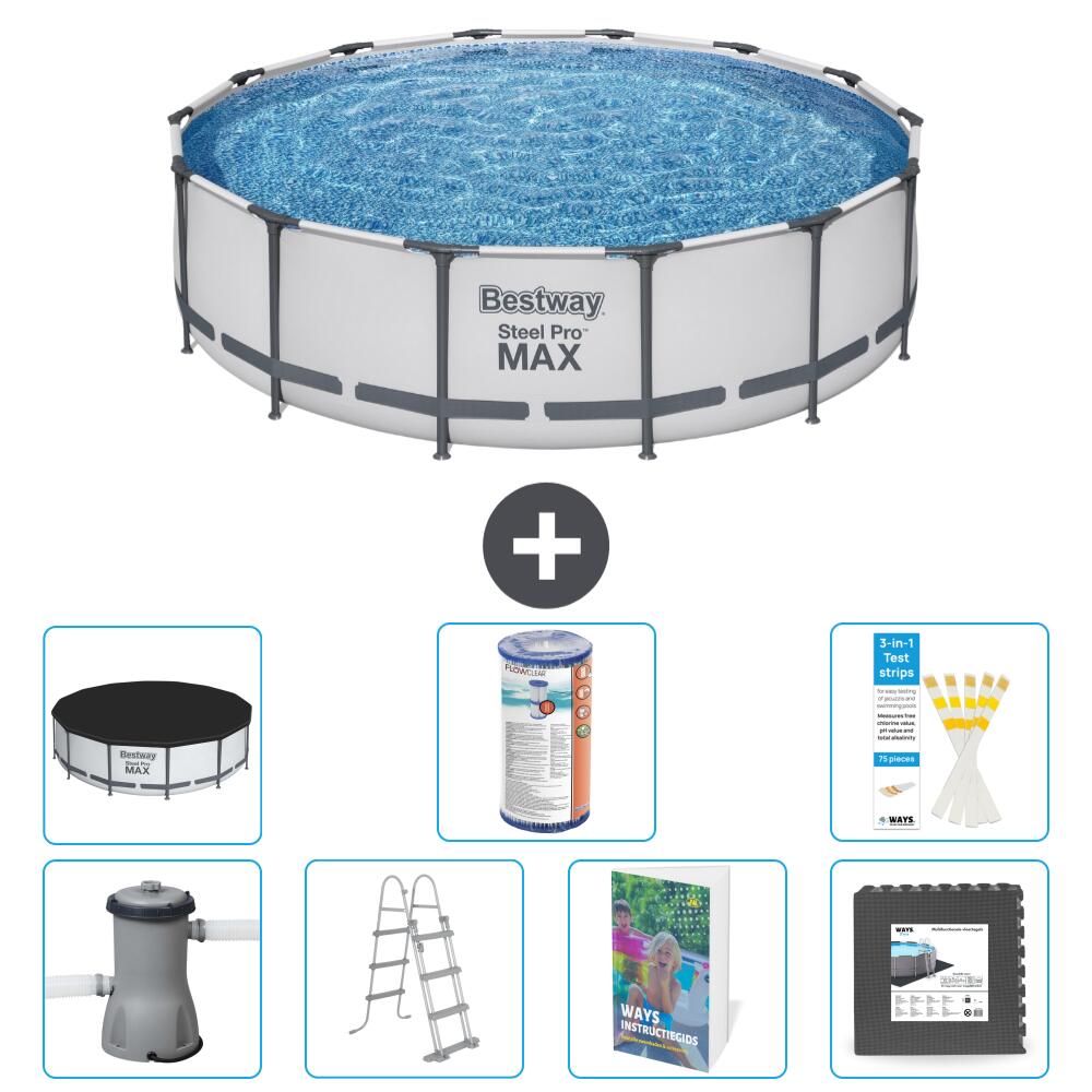 BESTWAY Basen Steel Pro MAX Okrągły - 427x122 cm - 8-częściowy S563