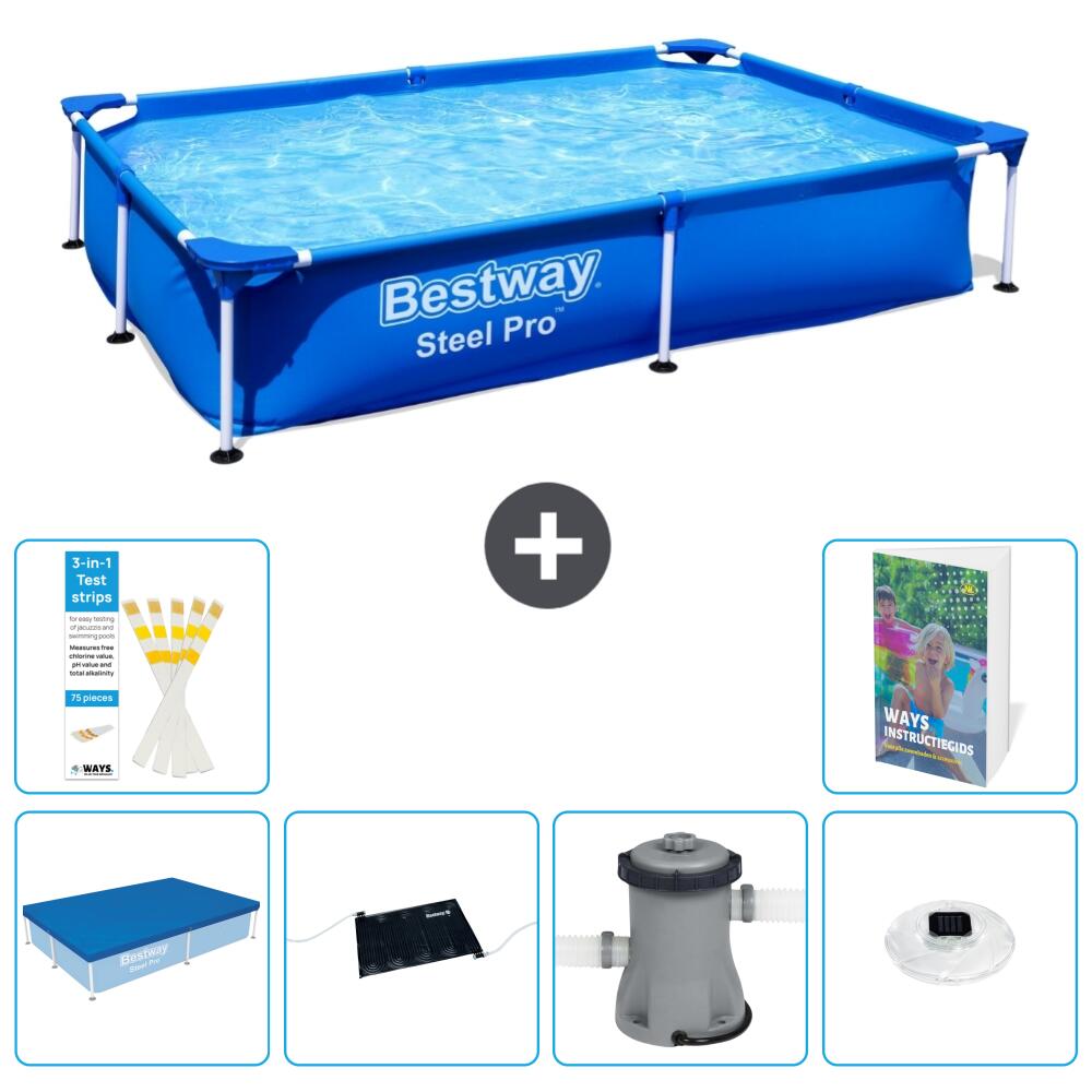 BESTWAY Basen Steel Pro Prostokątny - 221x150x43 cm - 7-częściowy S154