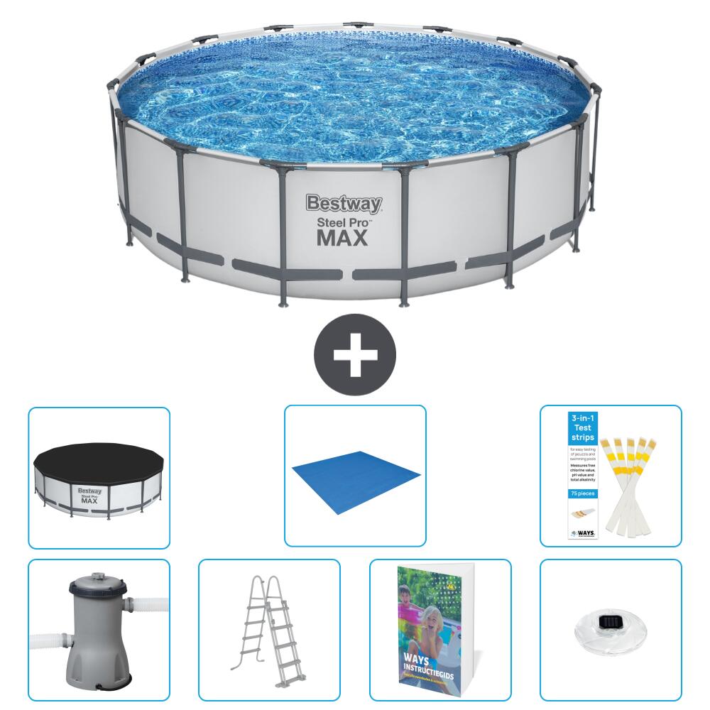 BESTWAY Basen Steel Pro MAX Okrągły - 488x122 cm - 8-częściowy S596
