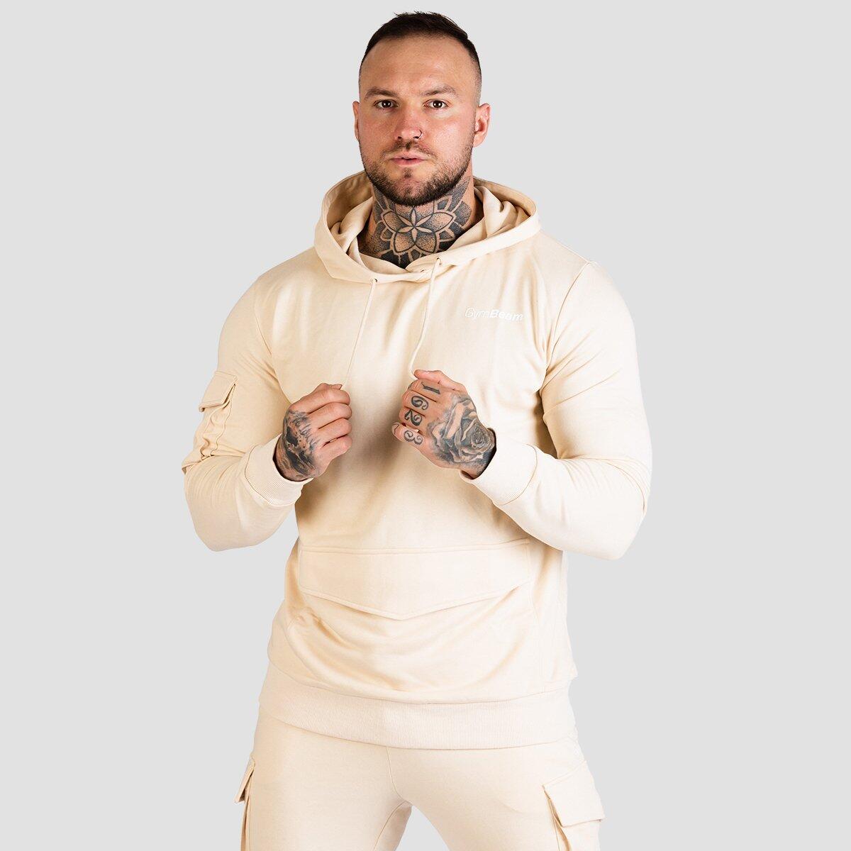 Bluza męska fitness z kapturem piaskowa TRN