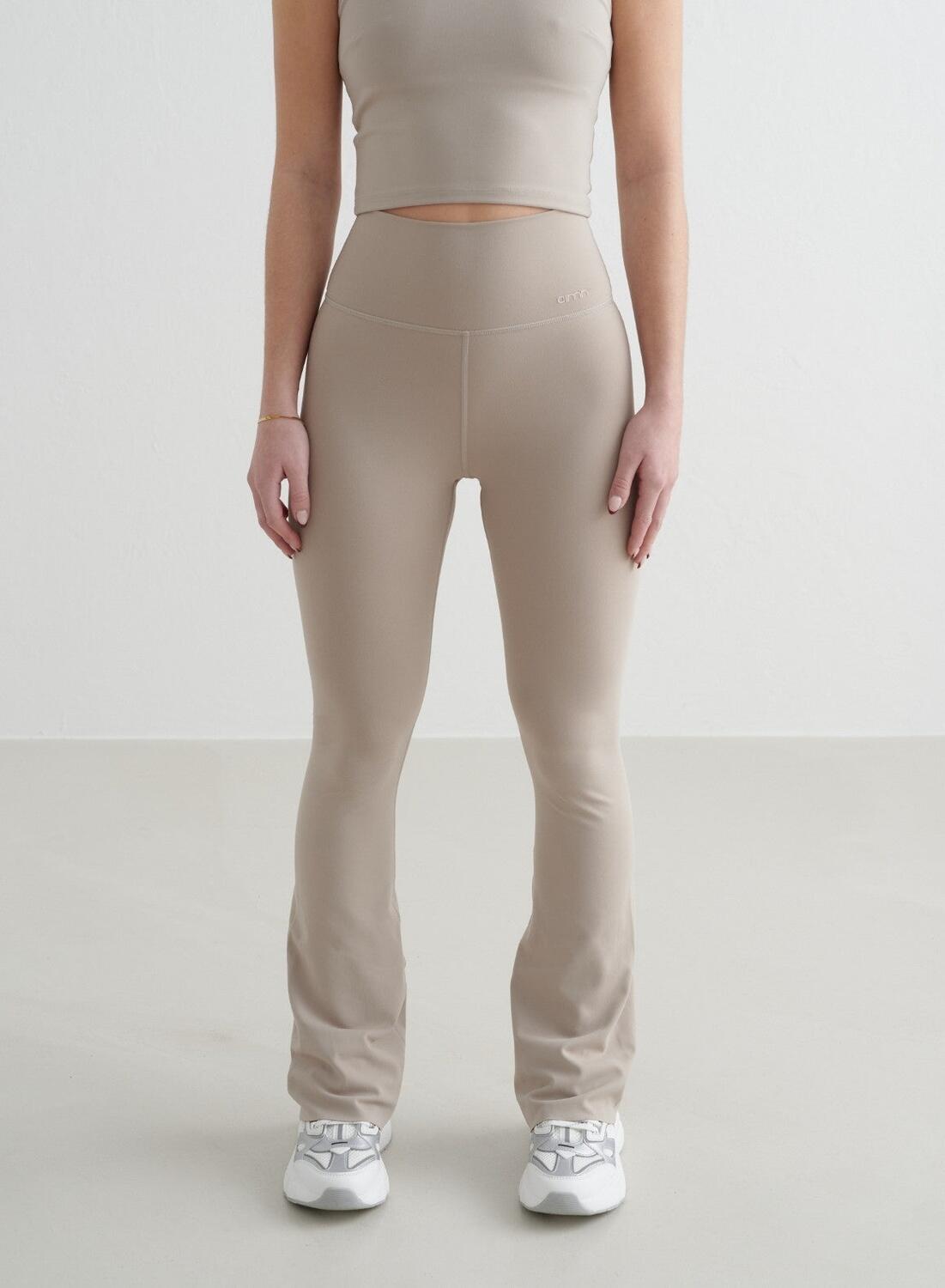 Damskie legginsy rozszerzane wysoki stan squat proof dla niskich Sense brązowe