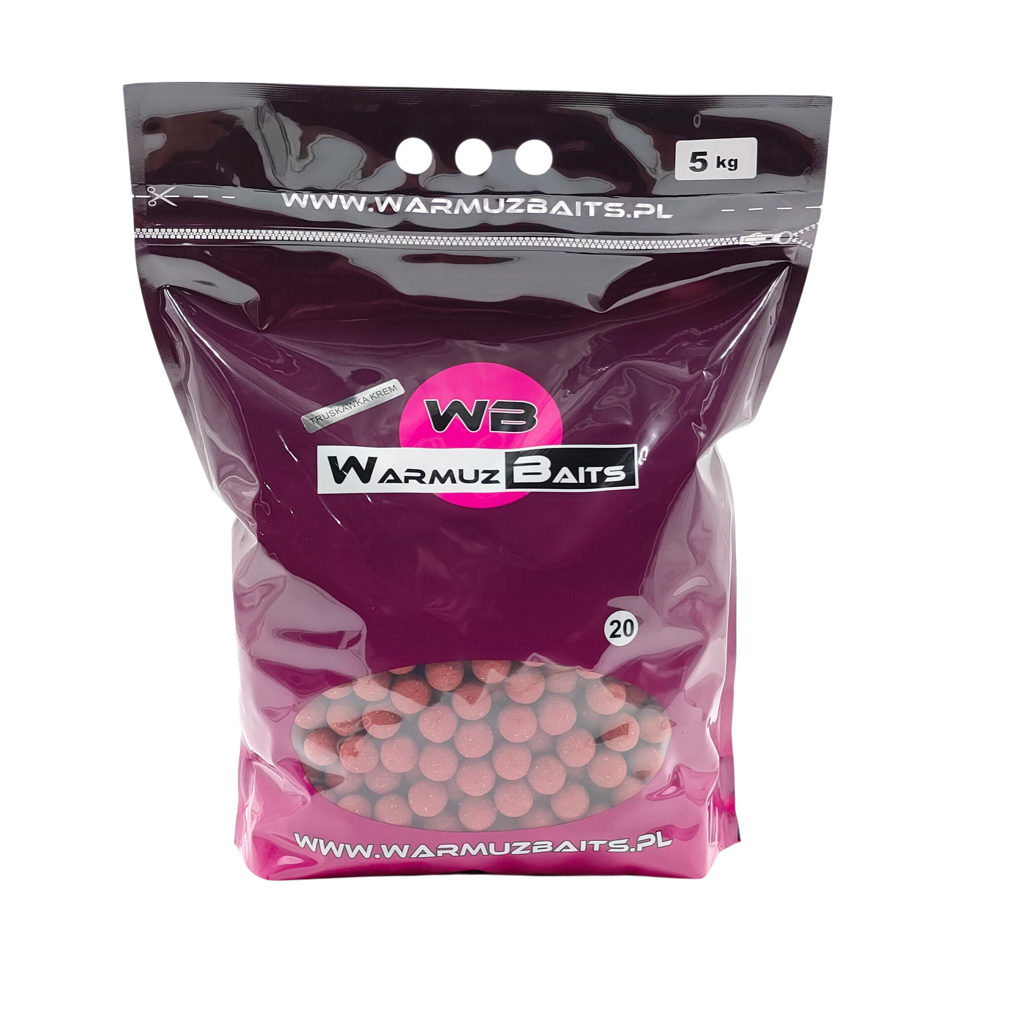 Kulki zanętowe 20mm Warmuz Baits Worek 5kg TRUSKAWKA KREM
