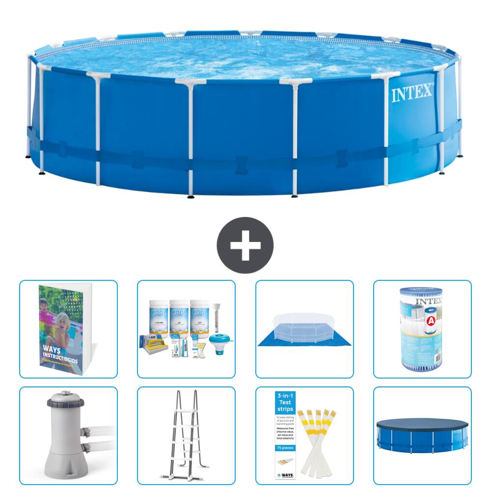 INTEX Basen ze stelażem Okrągły - 457x122 cm - 9-częściowy S556