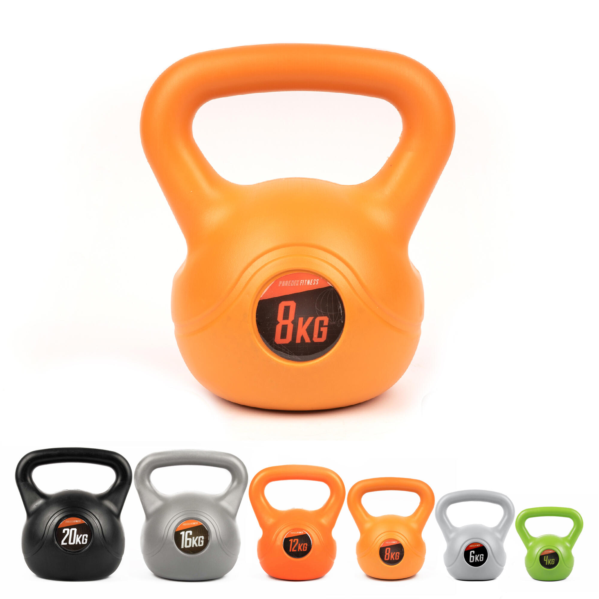 Kettlebell winylowy Phoenix Fitness 8 kg szeroki uchwyt