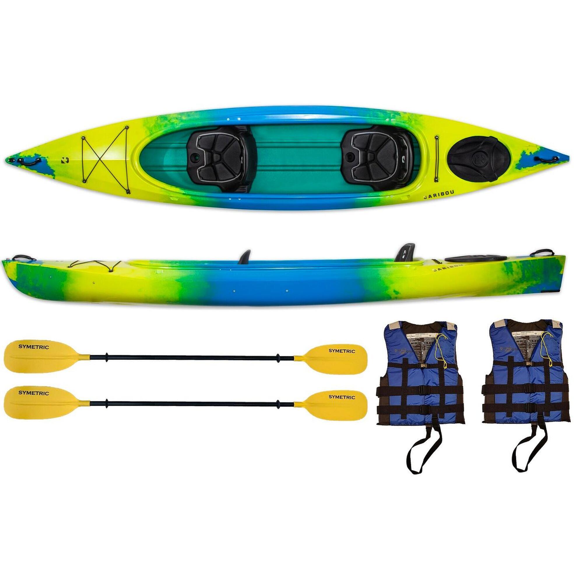 Kajak dwuosobowy do pływania Kayak Zone Caribou Adventure Lux z lukiem zestaw