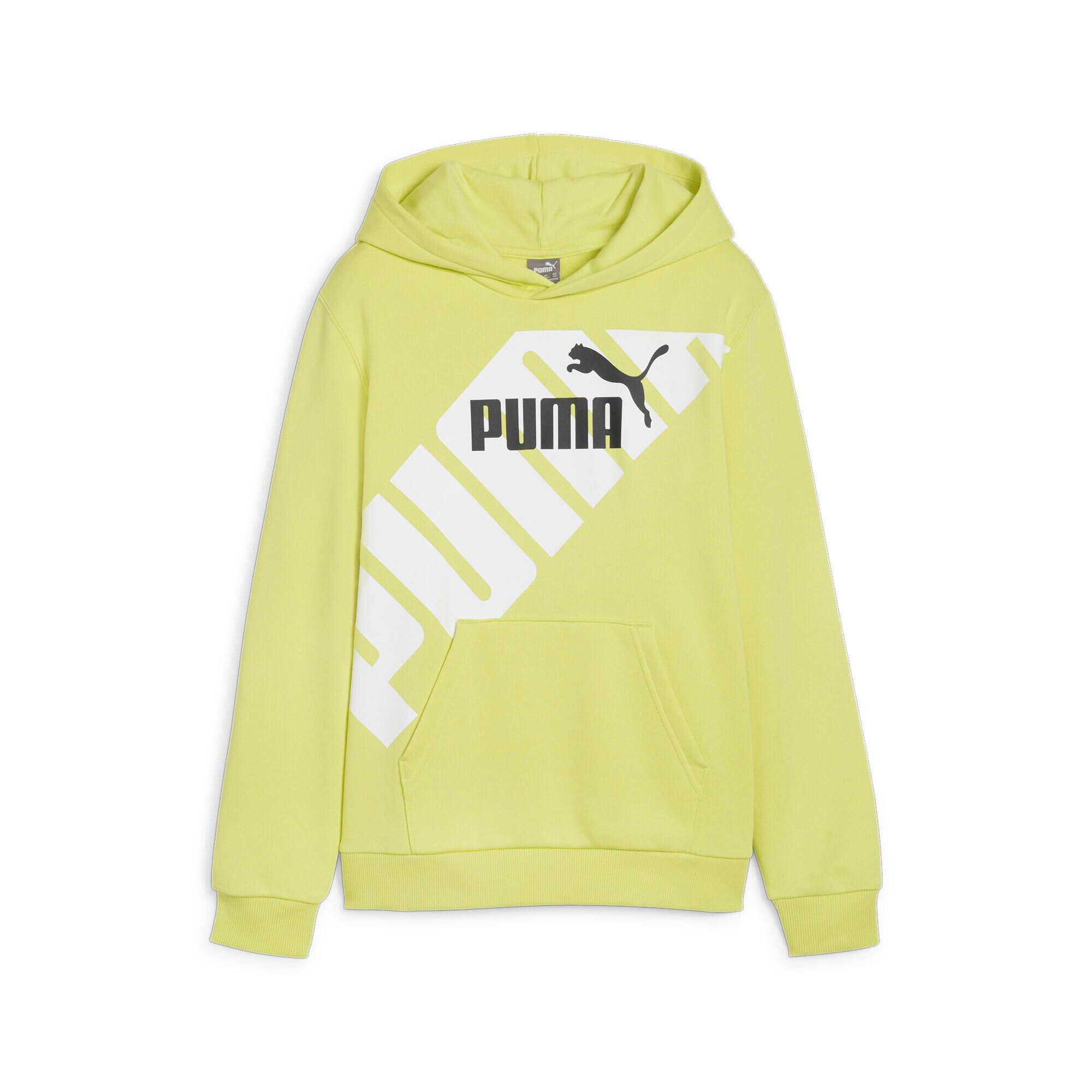 Młodzieżowa bluza z kapturem i nadrukiem PUMA POWER PUMA Lime Sheen Green