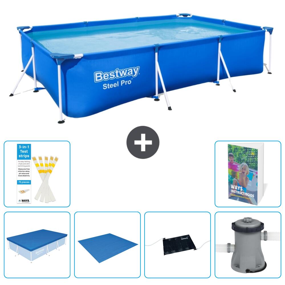 BESTWAY Basen Steel Pro Prostokątny - 300x201x66 cm - 7-częściowy S40