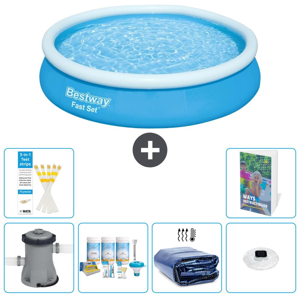 BESTWAY Basen Fast Set Okrągły - 366x76 cm - 7-częściowy S228