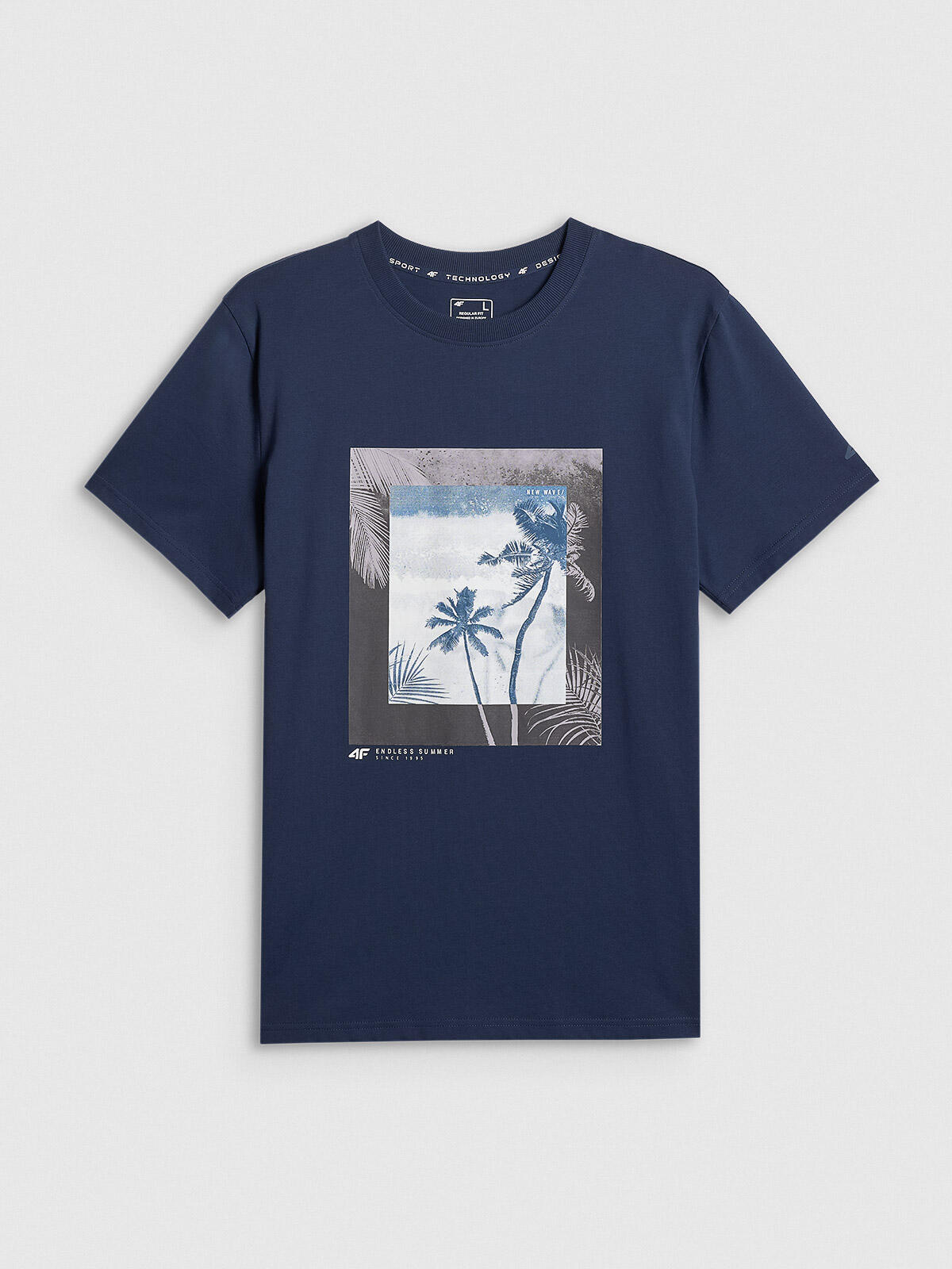T-shirt regular z nadrukiem męski 4F 4FWSS26TTSHM3034