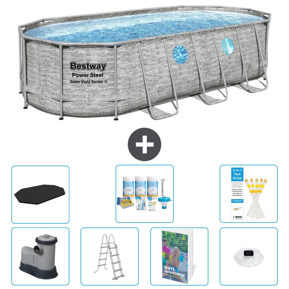 BESTWAY Basen Power Steel Owalny - 549x274x122 cm - 8-częściowy S576