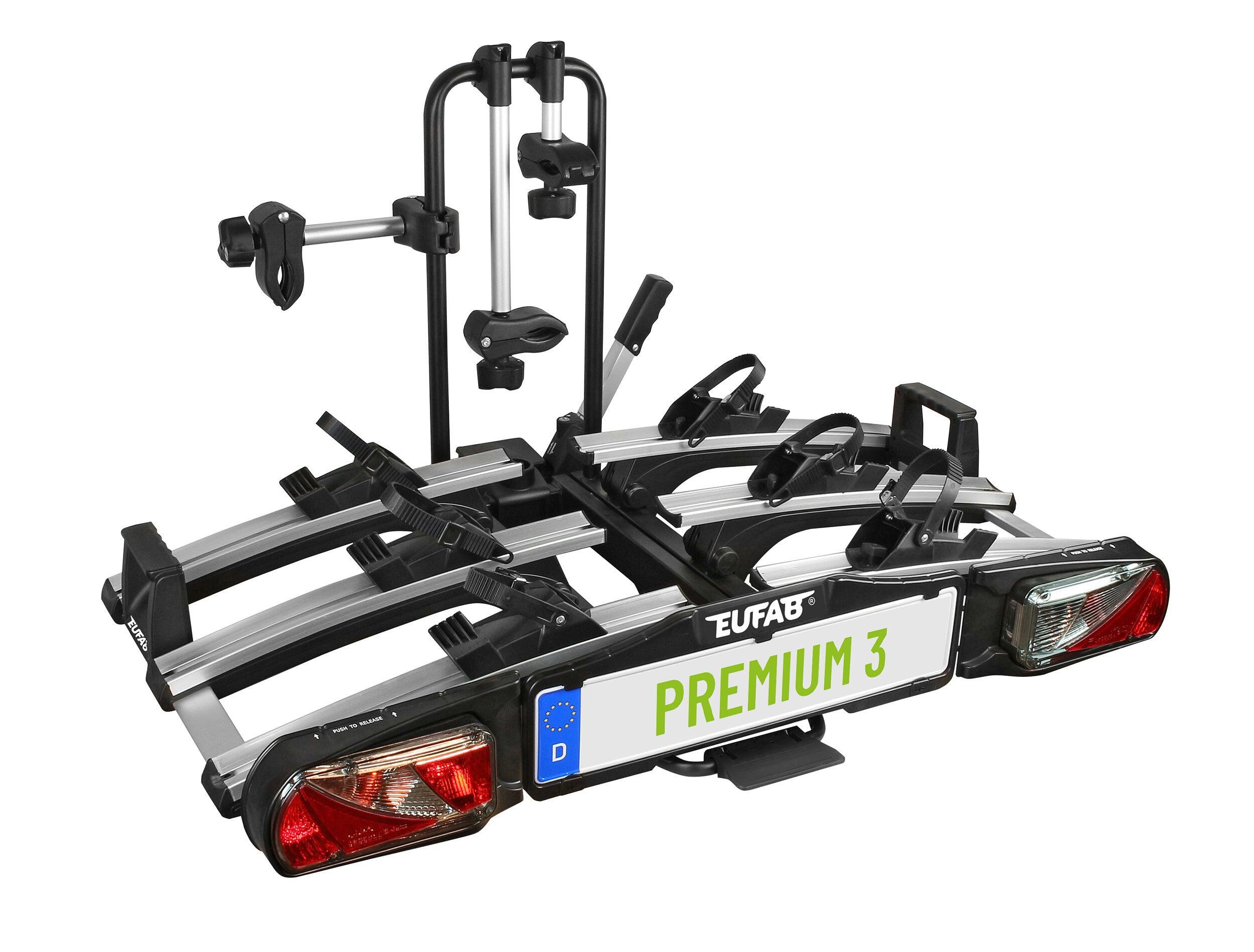 Bagażnik rowerowy na składanym, odchylanym zaczepie Eufab Premium Vae / E Bike