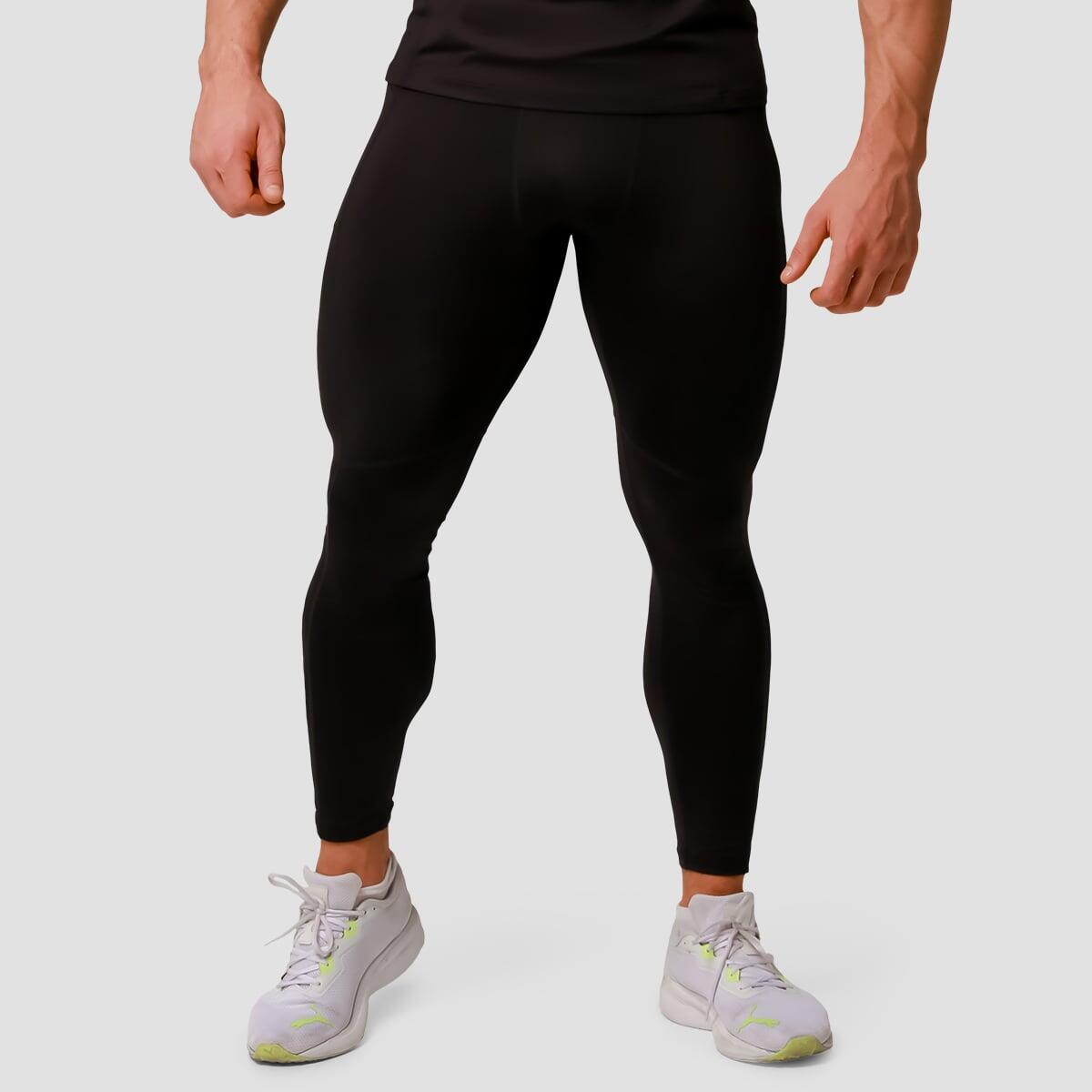 Legginsy męskie bieganie slim czarne Pulse