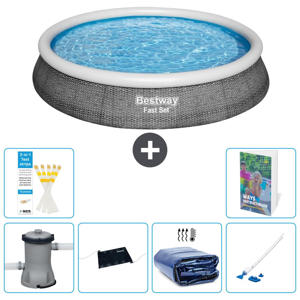 BESTWAY Basen Fast Set Okrągły - 396x84 cm - 7-częściowy S252