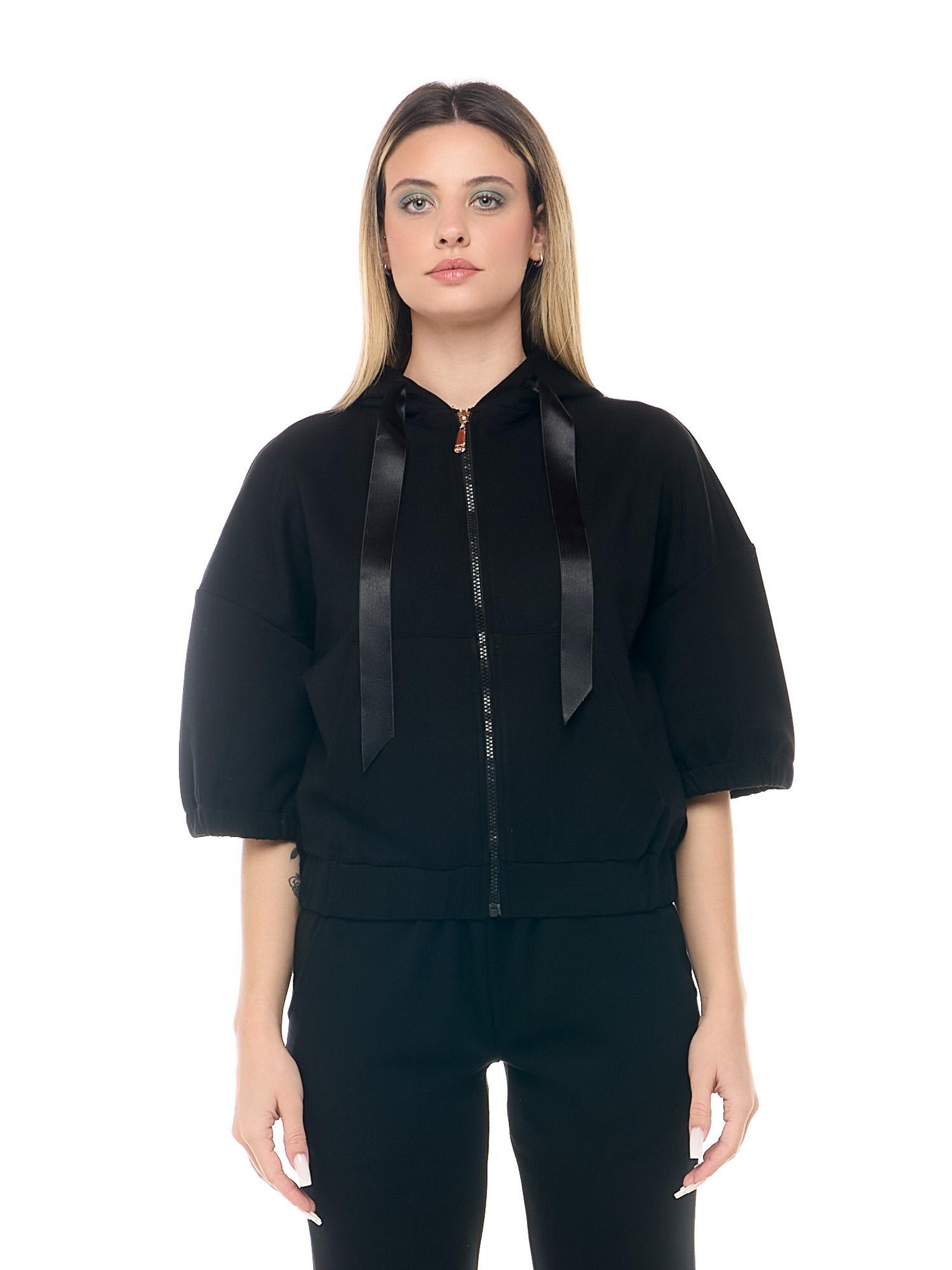 Leone Chic Boxing Bluza z kapturem i zamkiem błyskawicznym, z rękawem 3/4