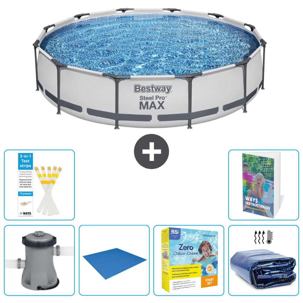 BESTWAY Basen Steel Pro MAX Okrągły - 366x76 cm - 7-częściowy S245
