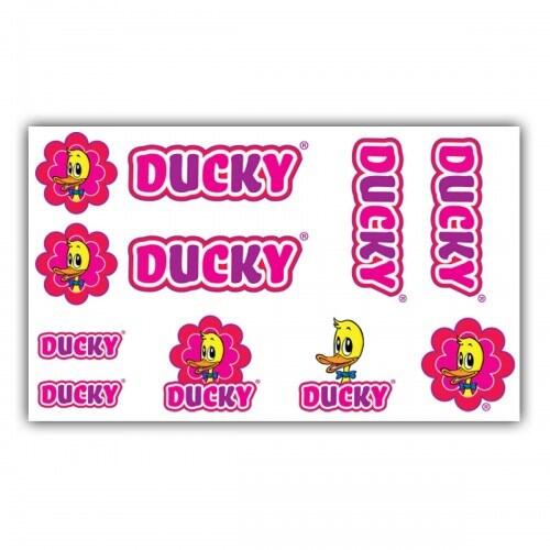 Zestaw transferów na rower dziecięcy Ducky różowy 14 x 20 cm