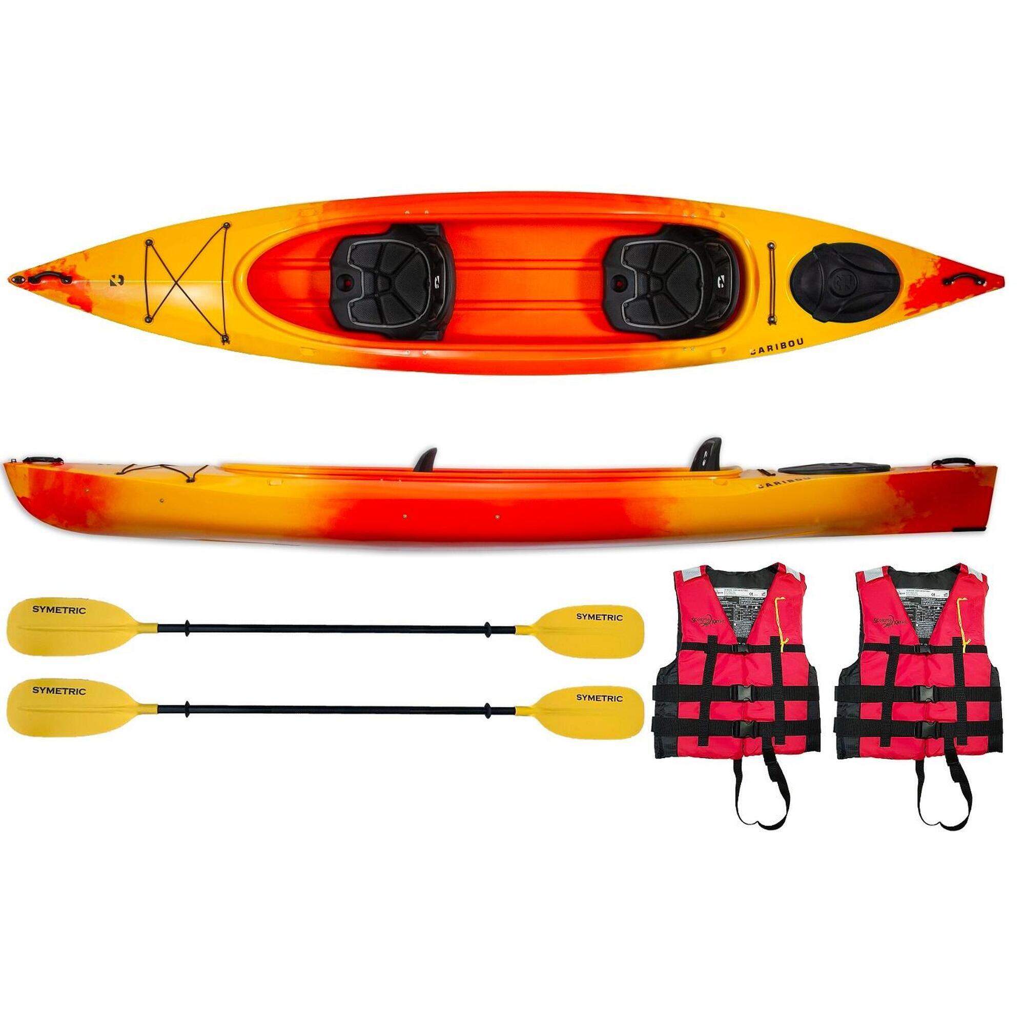 Kajak dwuosobowy do pływania Kayak Zone Caribou Adventure Lux z lukiem zestaw