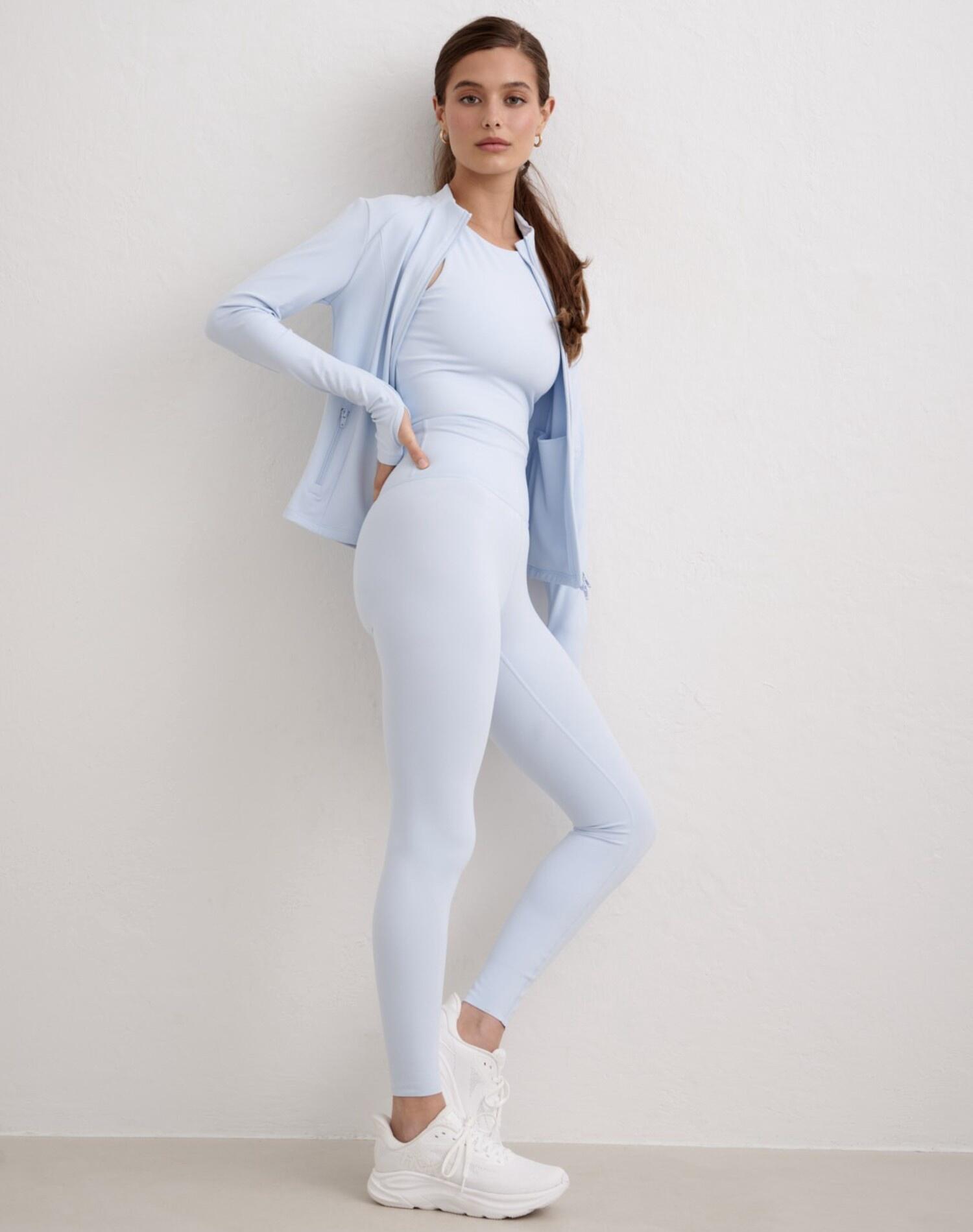 Damskie legginsy z wysokim stanem, squat proof, dla niskich Sense niebieskie