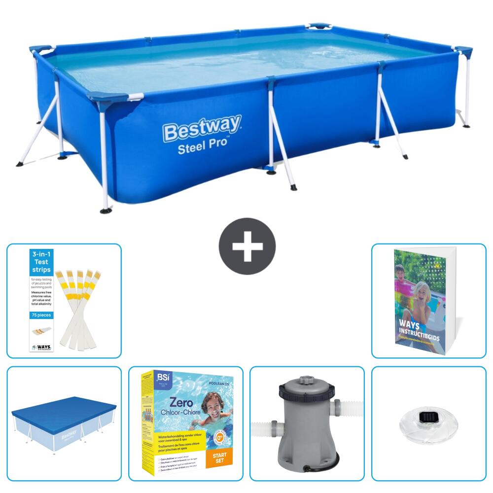 BESTWAY Basen Steel Pro Prostokątny - 300x201x66 cm - 7-częściowy S4