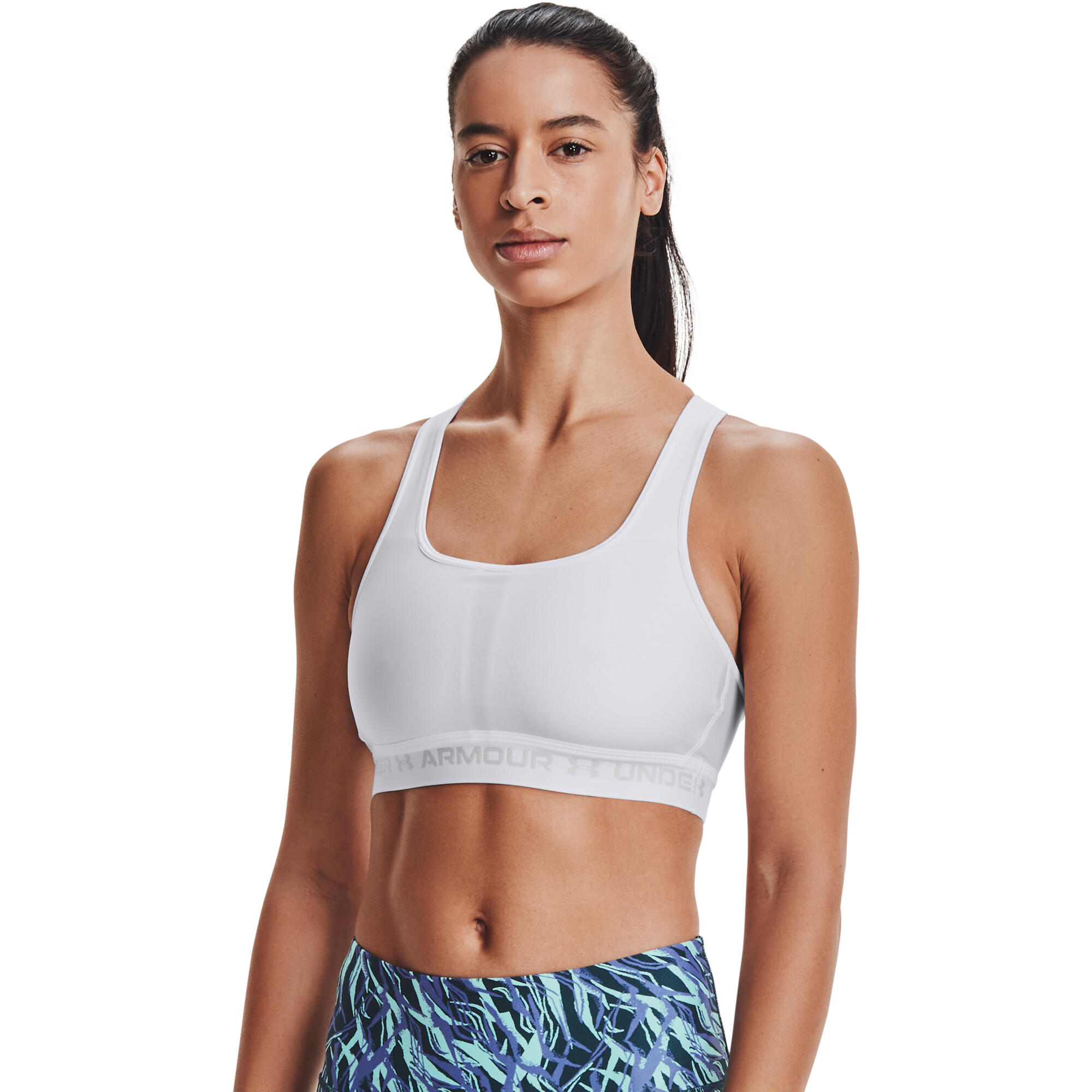 Top Under Armour Ua Crossback Mid Biustonosz Biały Damskie