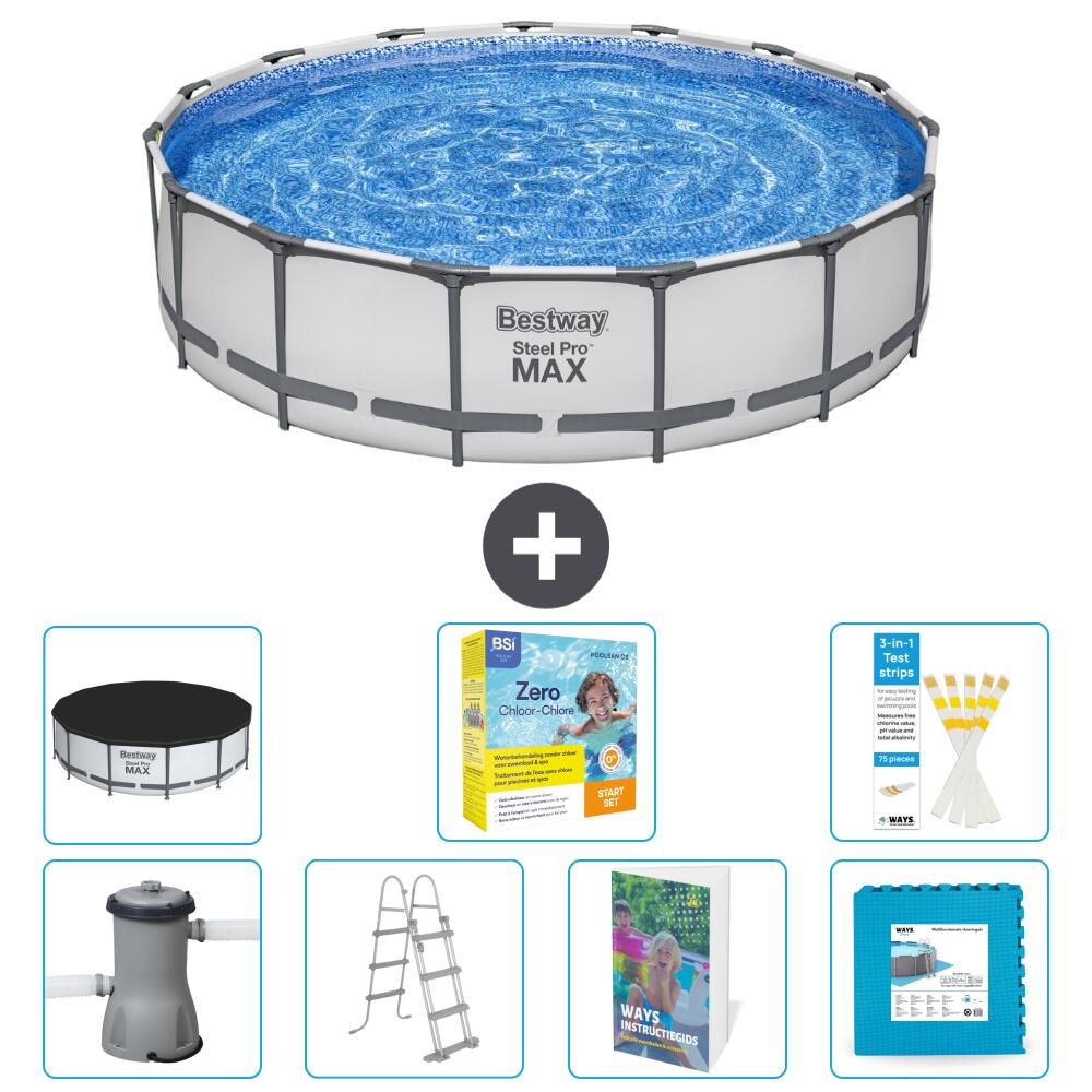 BESTWAY Basen Steel Pro MAX Okrągły - 457x122 cm - 8-częściowy S566
