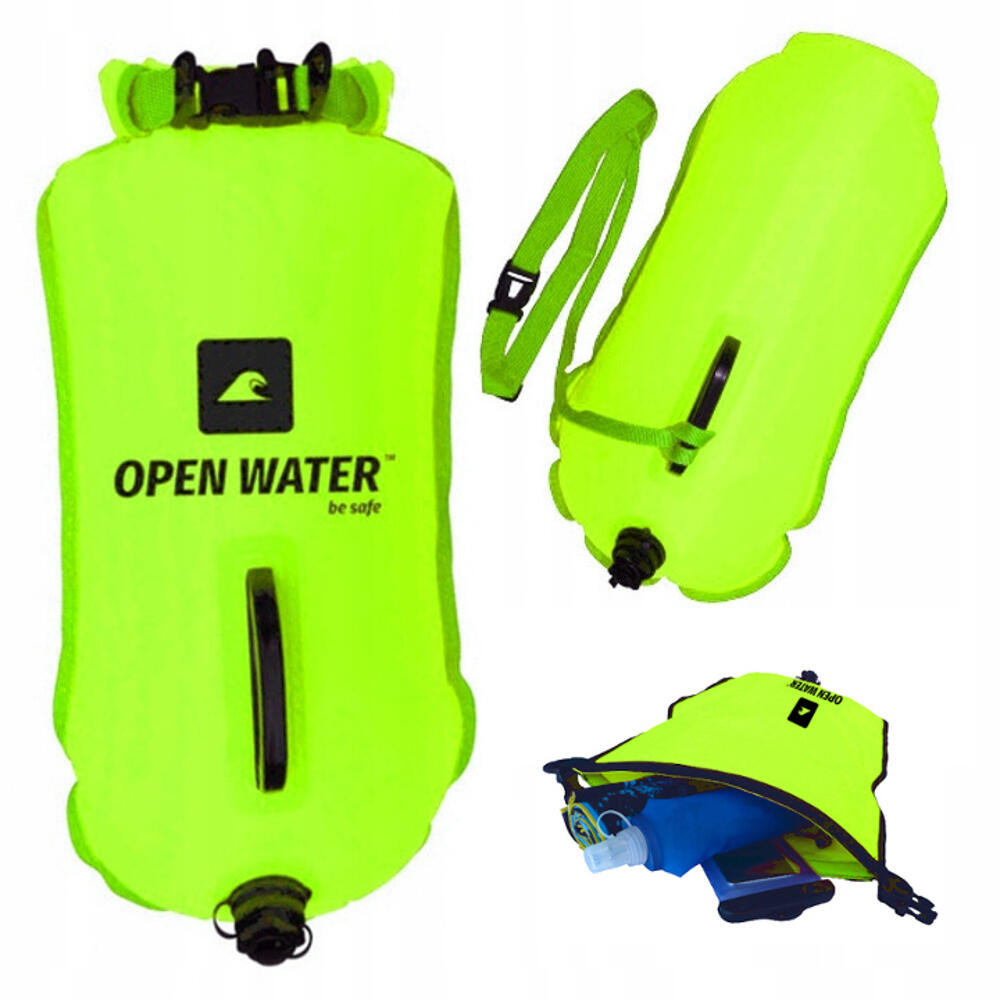 Bojka asekuracyjna do pływania OpenWater XL z kieszenią 2 komory wypornościowe