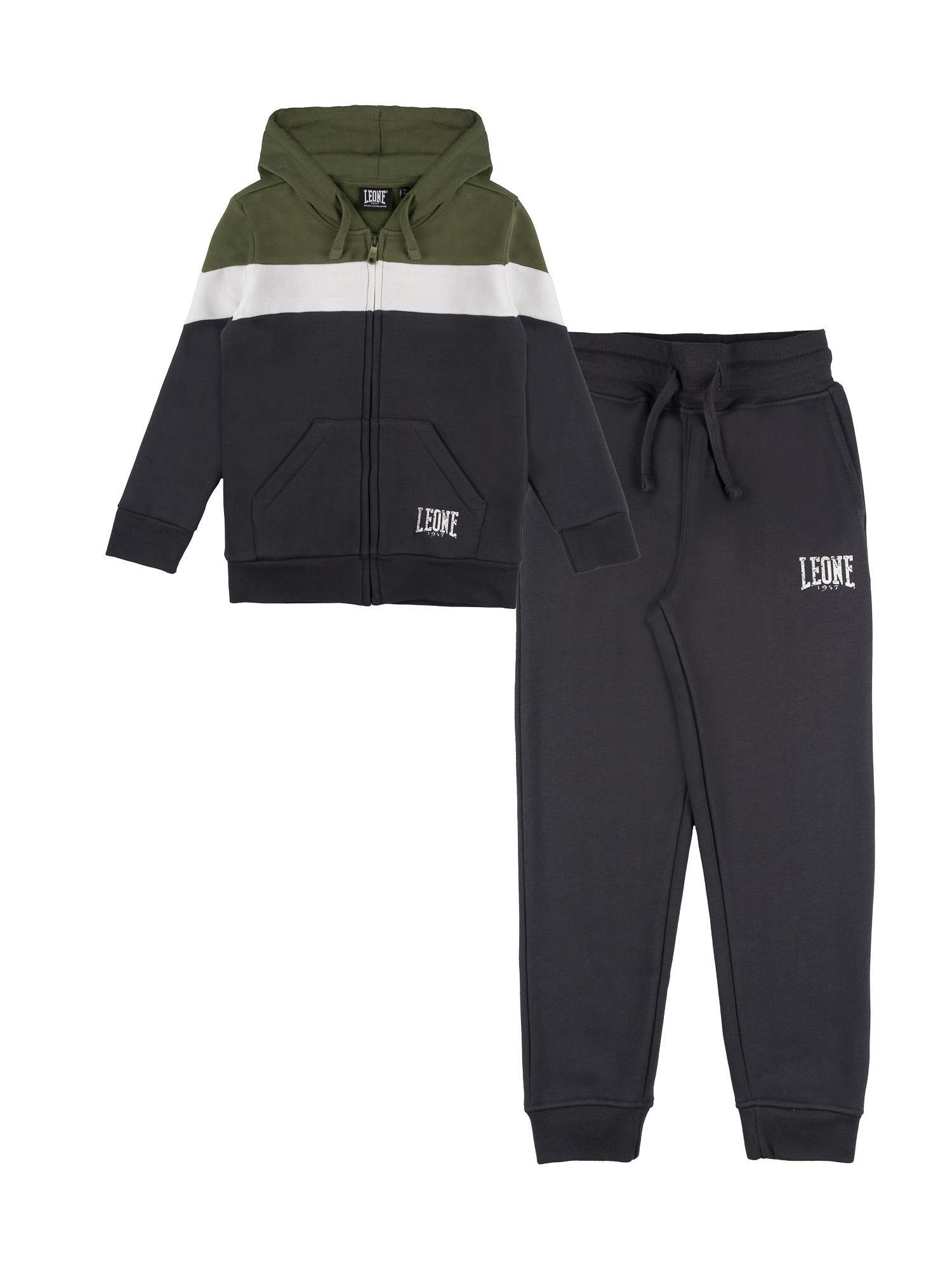 Leone 1947 Color Block Kinder Winter Trainingsanzug mit Kapuze, Reißverschluss