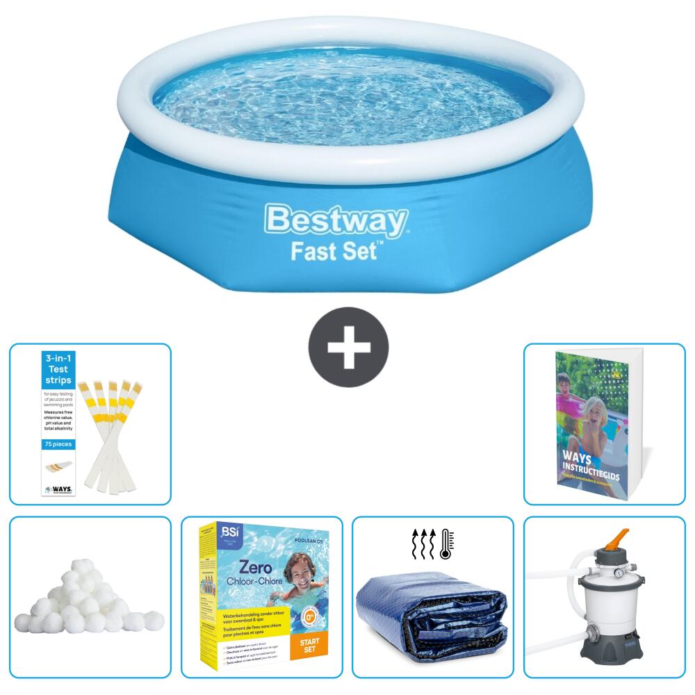 BESTWAY Basen Fast Set Okrągły - 244x61 cm - 7-częściowy S75