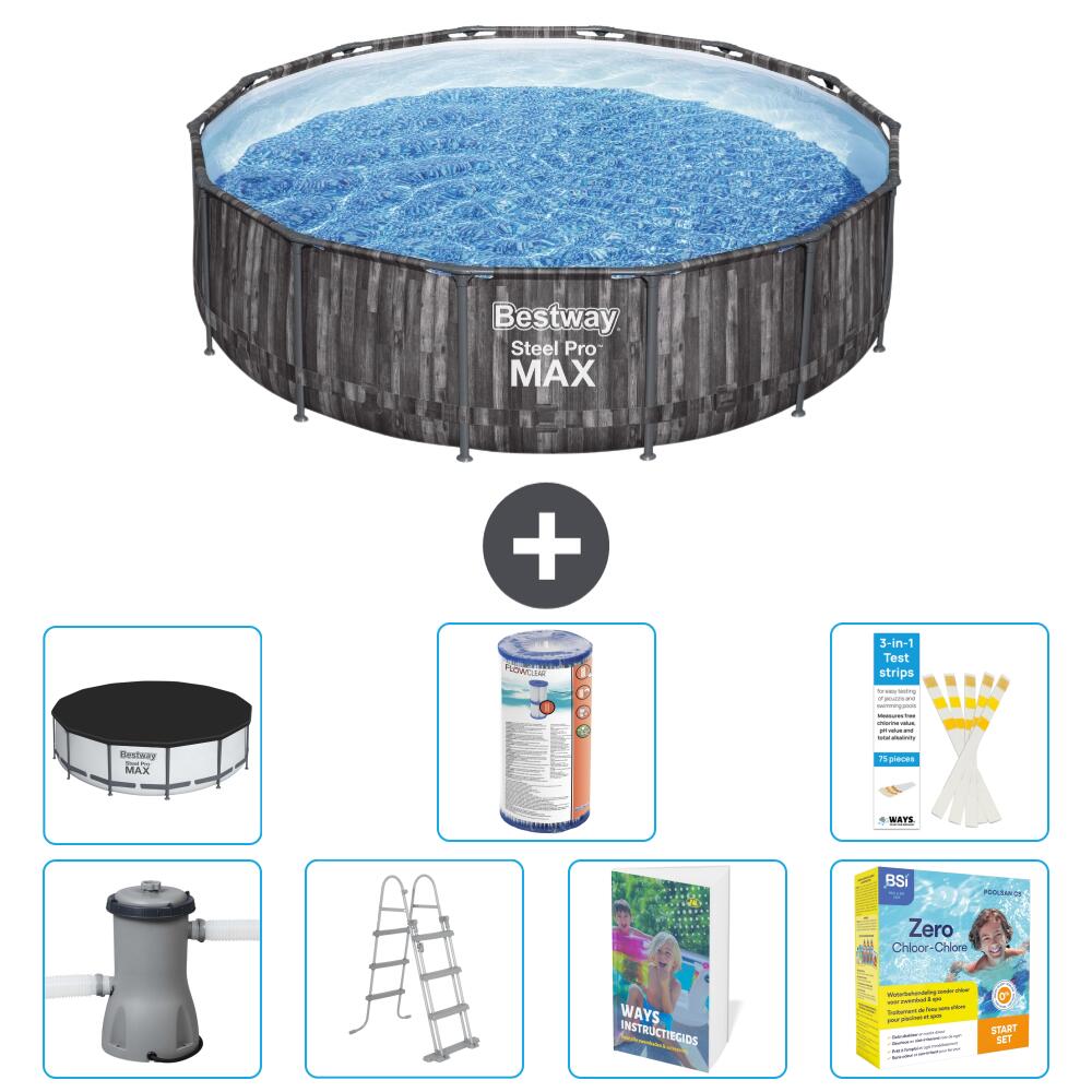 BESTWAY Basen Steel Pro MAX Okrągły - 427x107 cm - 8-częściowy S572