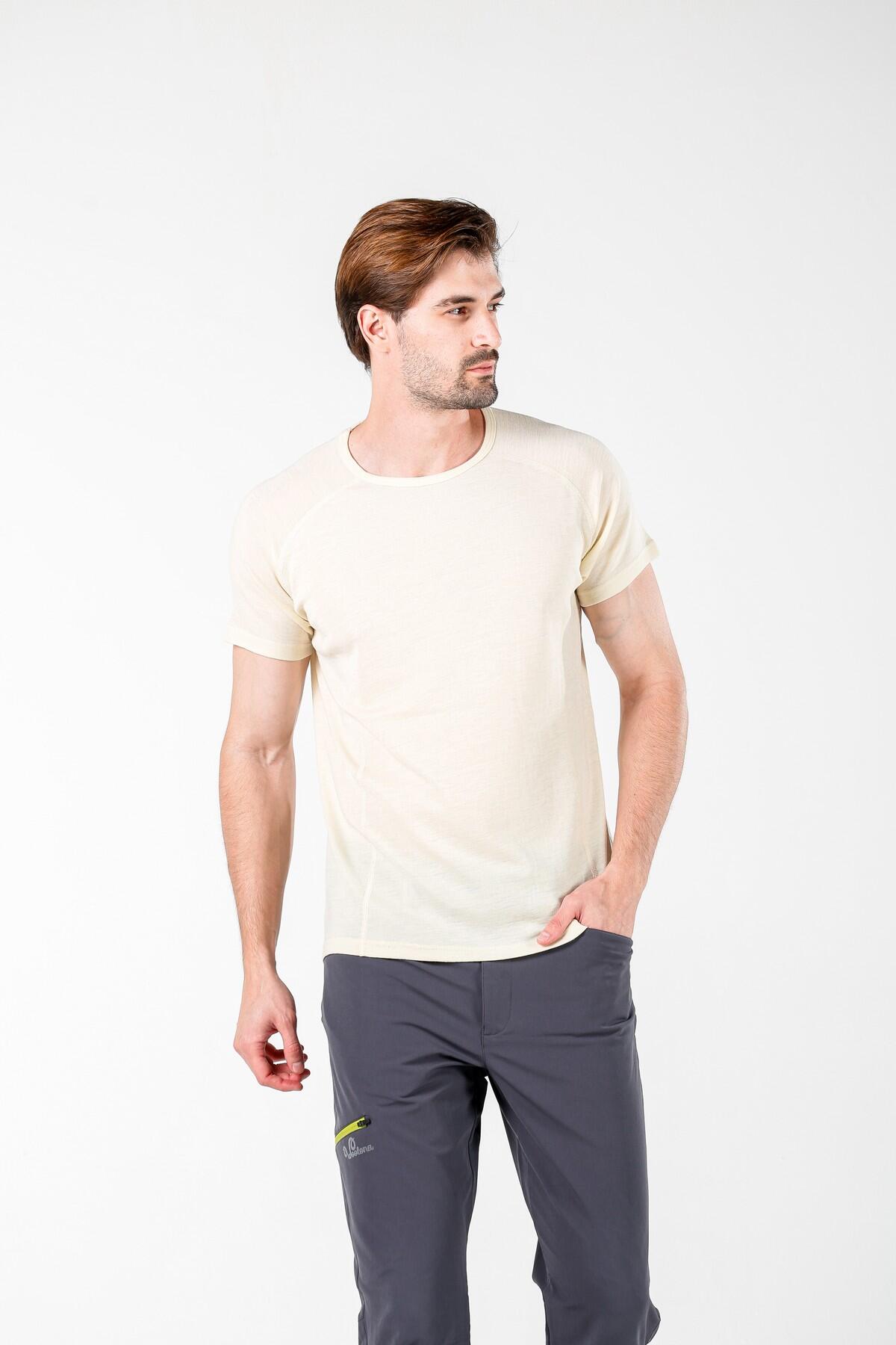 Berg - 100% Wełny Merino Koszulka (195 g/m²) M, Kremowy