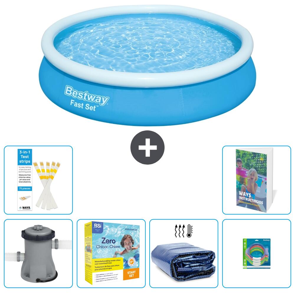 BESTWAY Basen Fast Set Okrągły - 366x76 cm - 7-częściowy S181