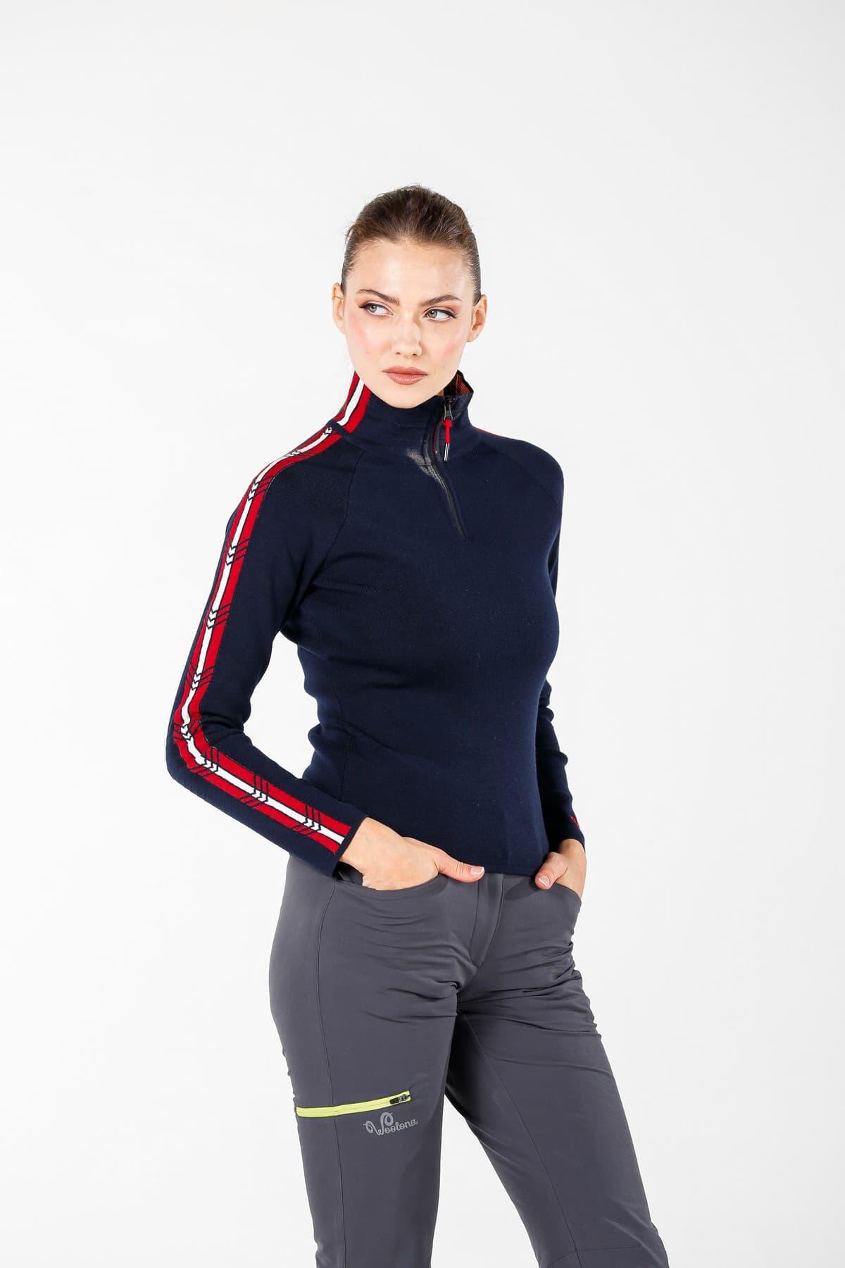 Asya - Sweter Damski ze 100% Wełny Merino XL, Granatowy