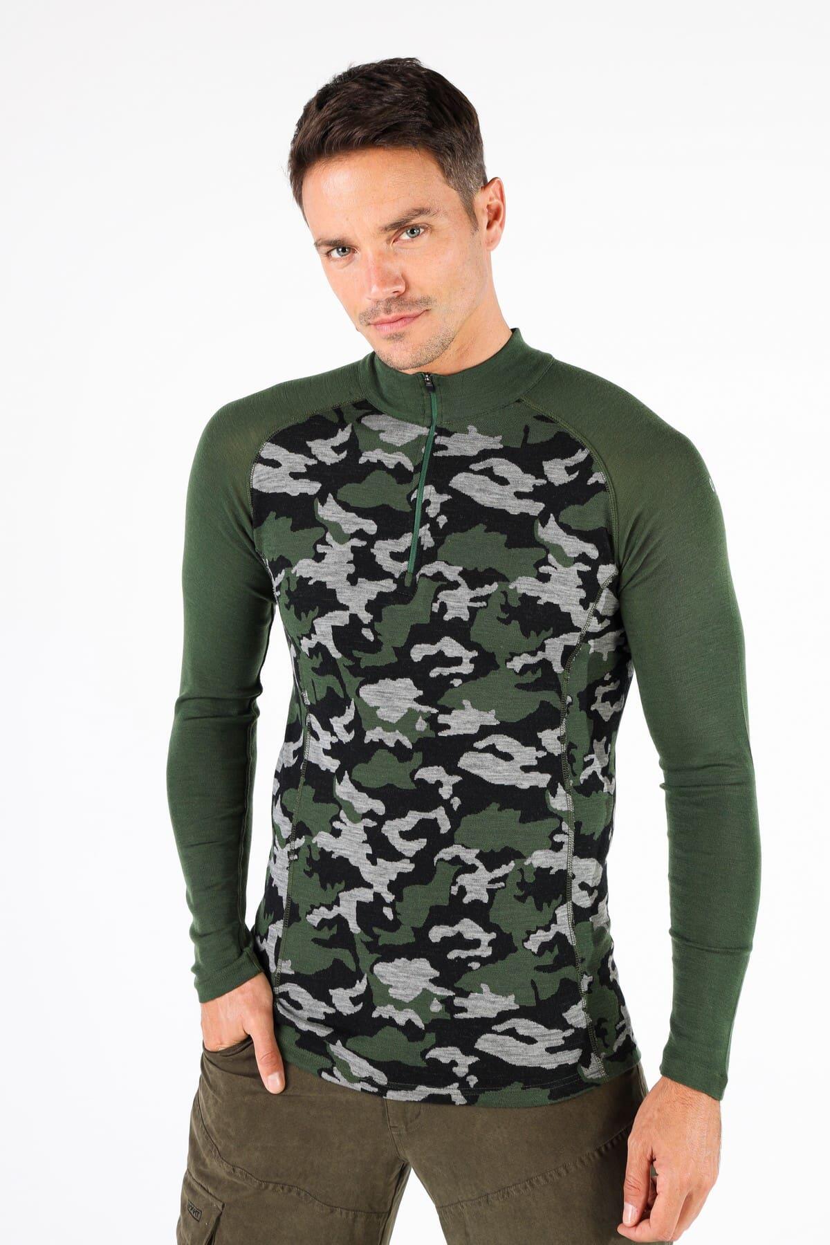 Asker Zip - Bluza z długim rękawem z wełny merino XL, Zielony