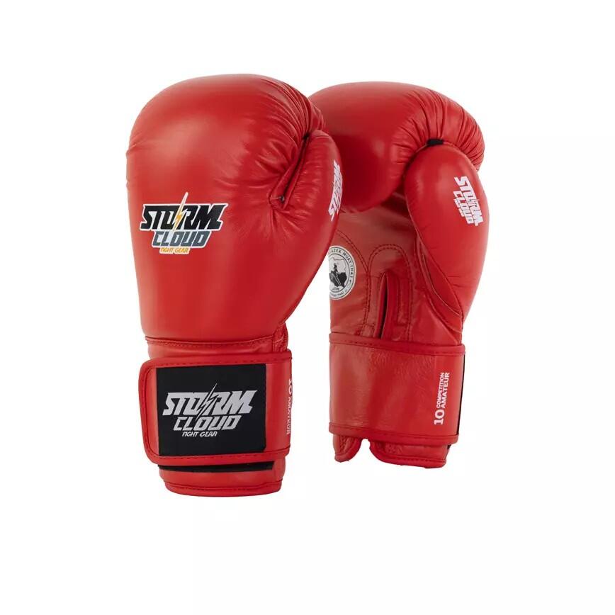 Oficjalne turniejowe rękawice bokserskie czerwone StormCloud x PZMT 10oz