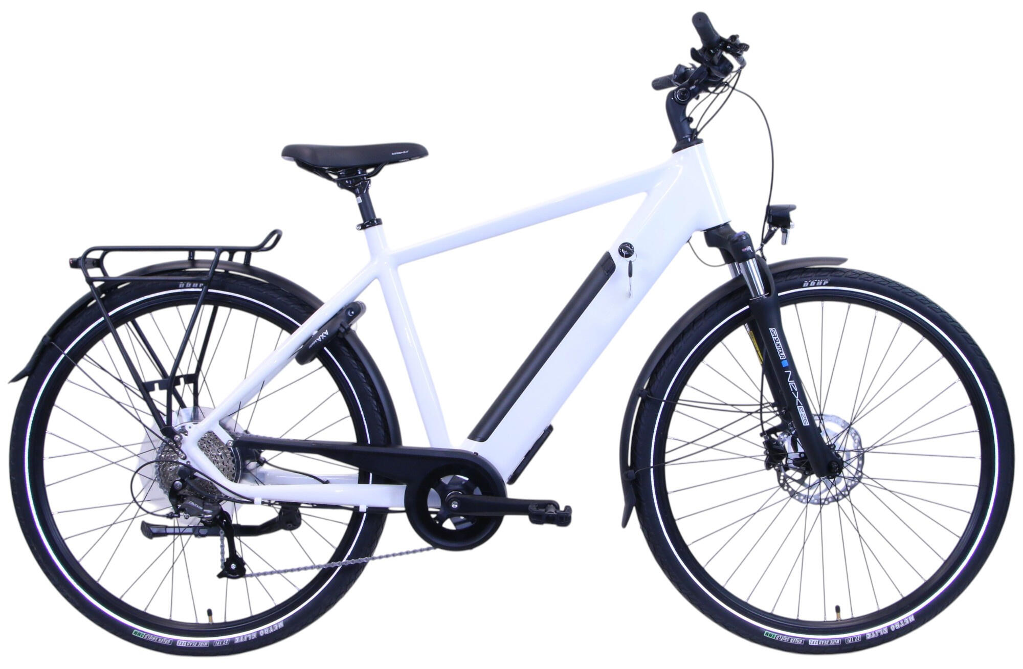 Rower Elektryczny 28 Fuzlu E-Trekking Integrated Bafang 53 cm Biały