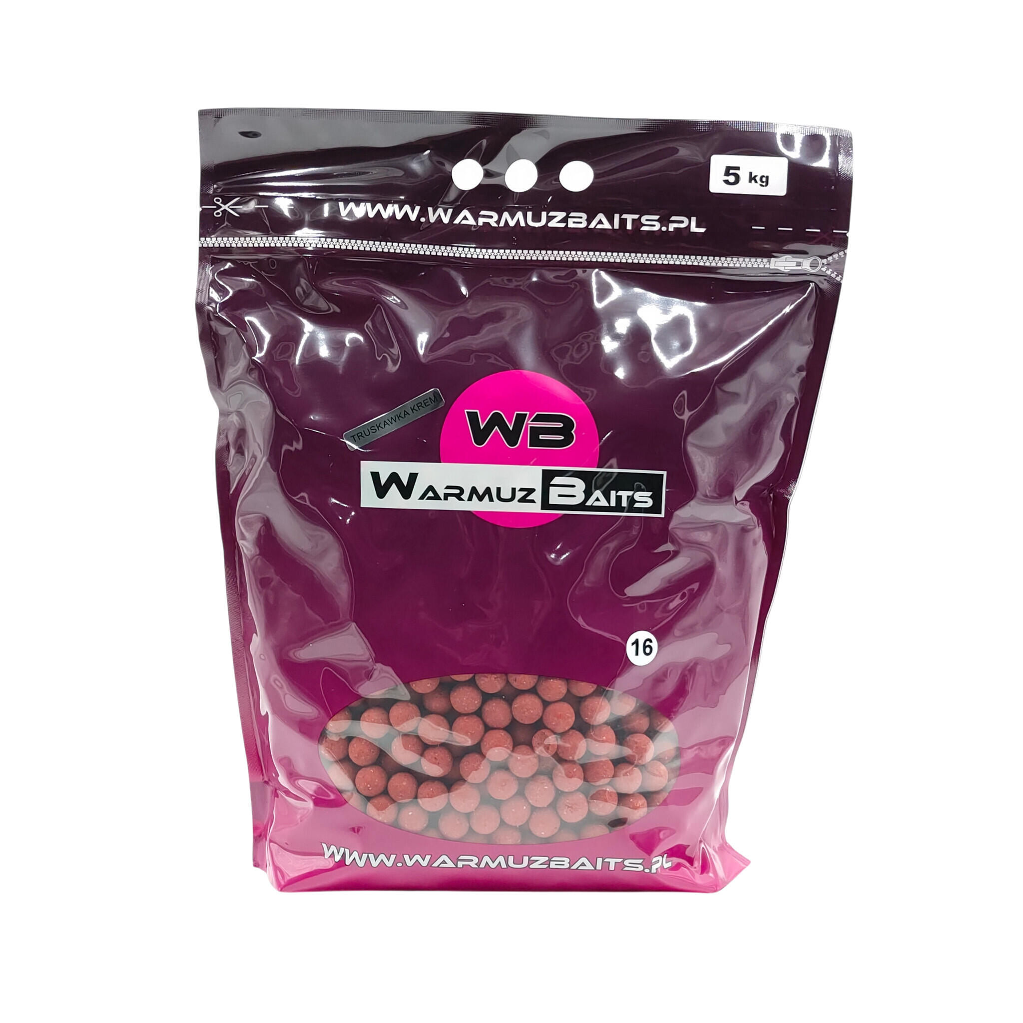 Kulki zanętowe 16mm Warmuz Baits Worek 5kg TRUSKAWKA KREM